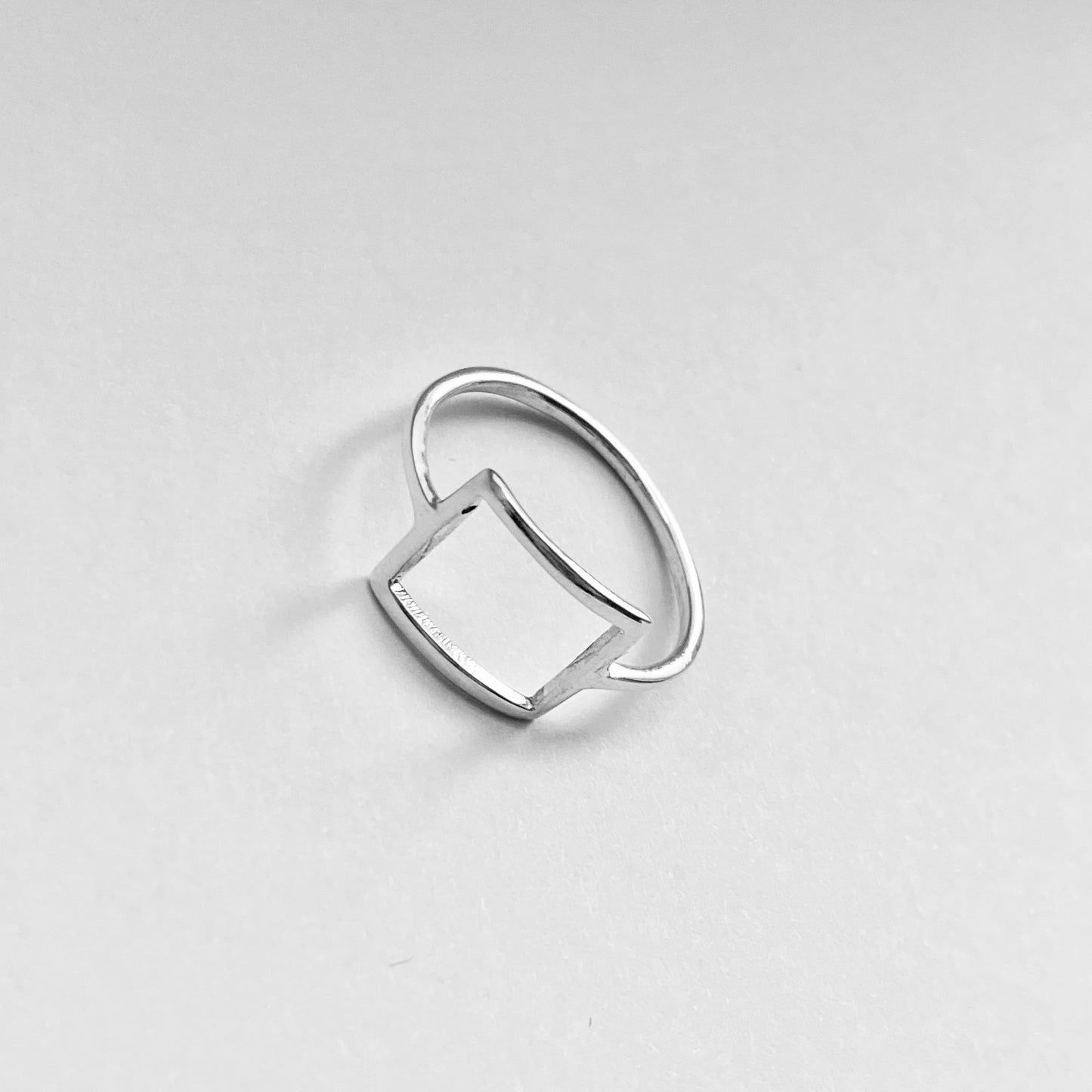 Sterling Silver Thin Open Square Ring, Delicate Ring, Halo Silver Rings, Dainty Box Ring