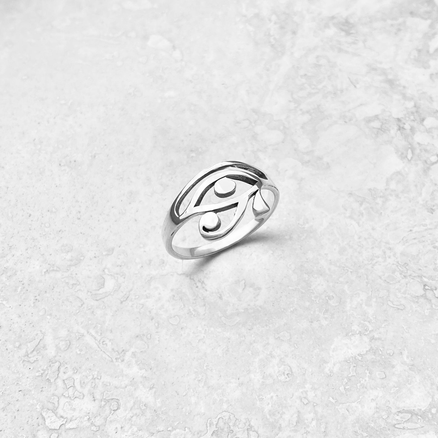 925 Sterling Silver Thin Eye of Ra Ring | Dainty Eye of Horus Protection Silver Rings