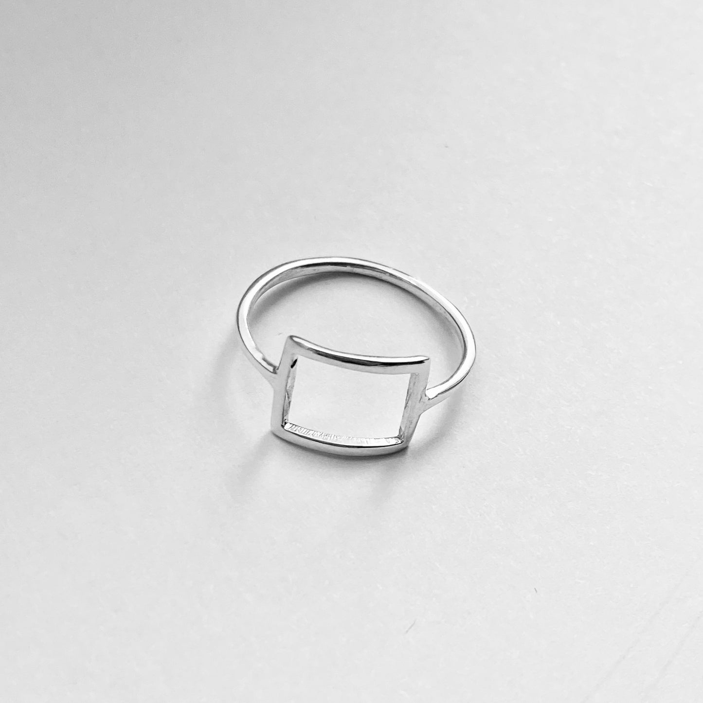 Sterling Silver Thin Open Square Ring, Delicate Ring, Halo Silver Rings, Dainty Box Ring