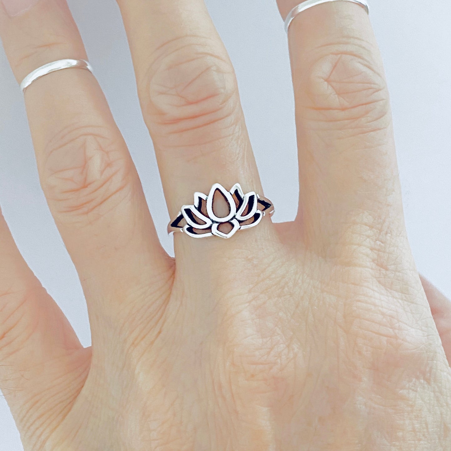 925 Sterling Silver Lotus Flower Ring | Spiritual Purity Yoga Silver Ring