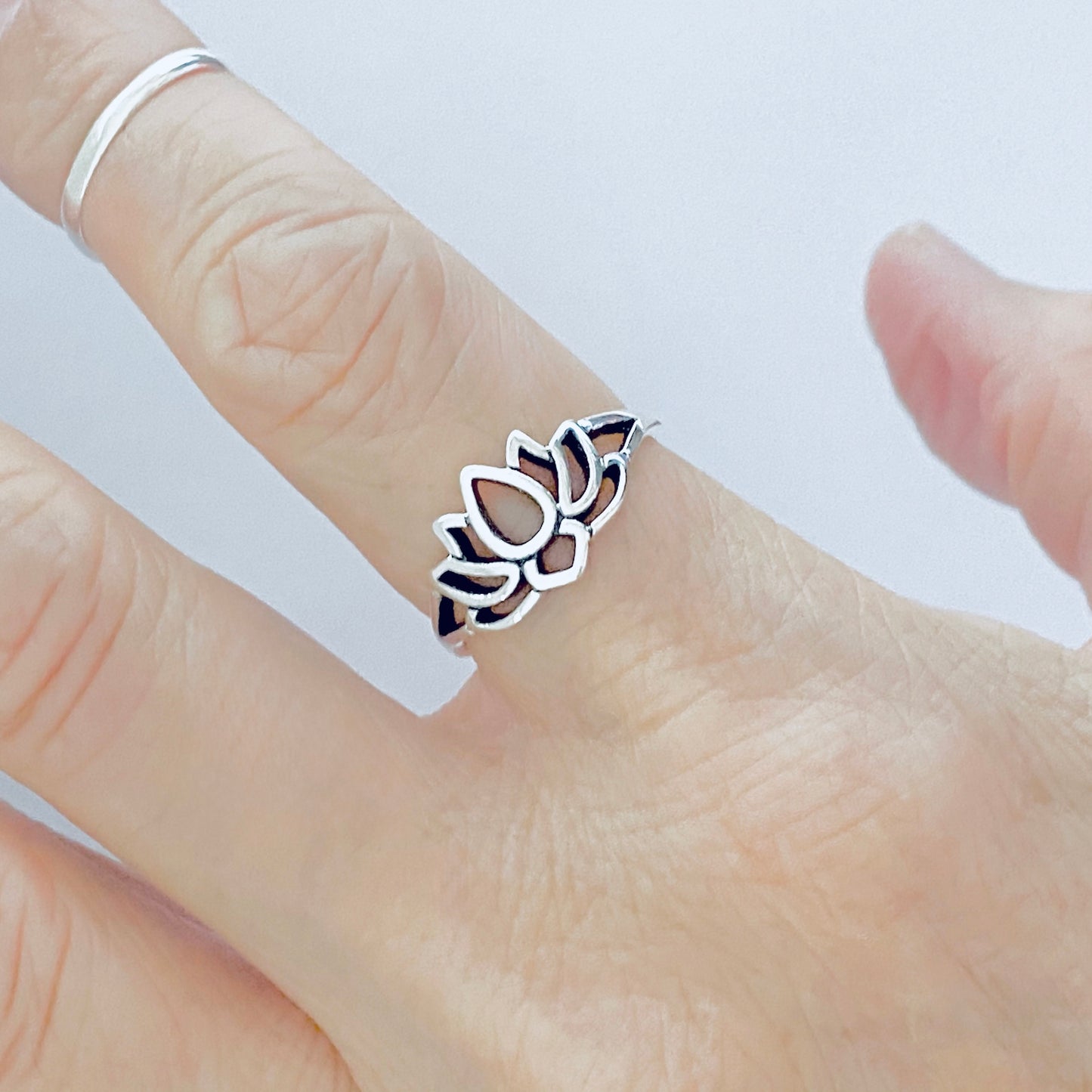 925 Sterling Silver Lotus Flower Ring | Spiritual Purity Yoga Silver Ring