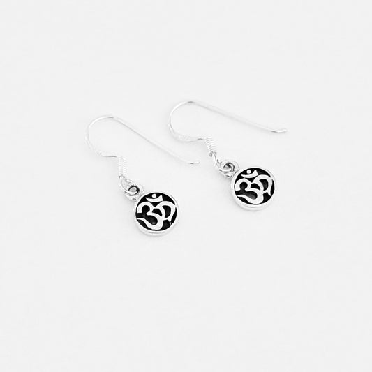925 Sterling Silver OM Dangle Earrings | Yoga & Religious Jewelry