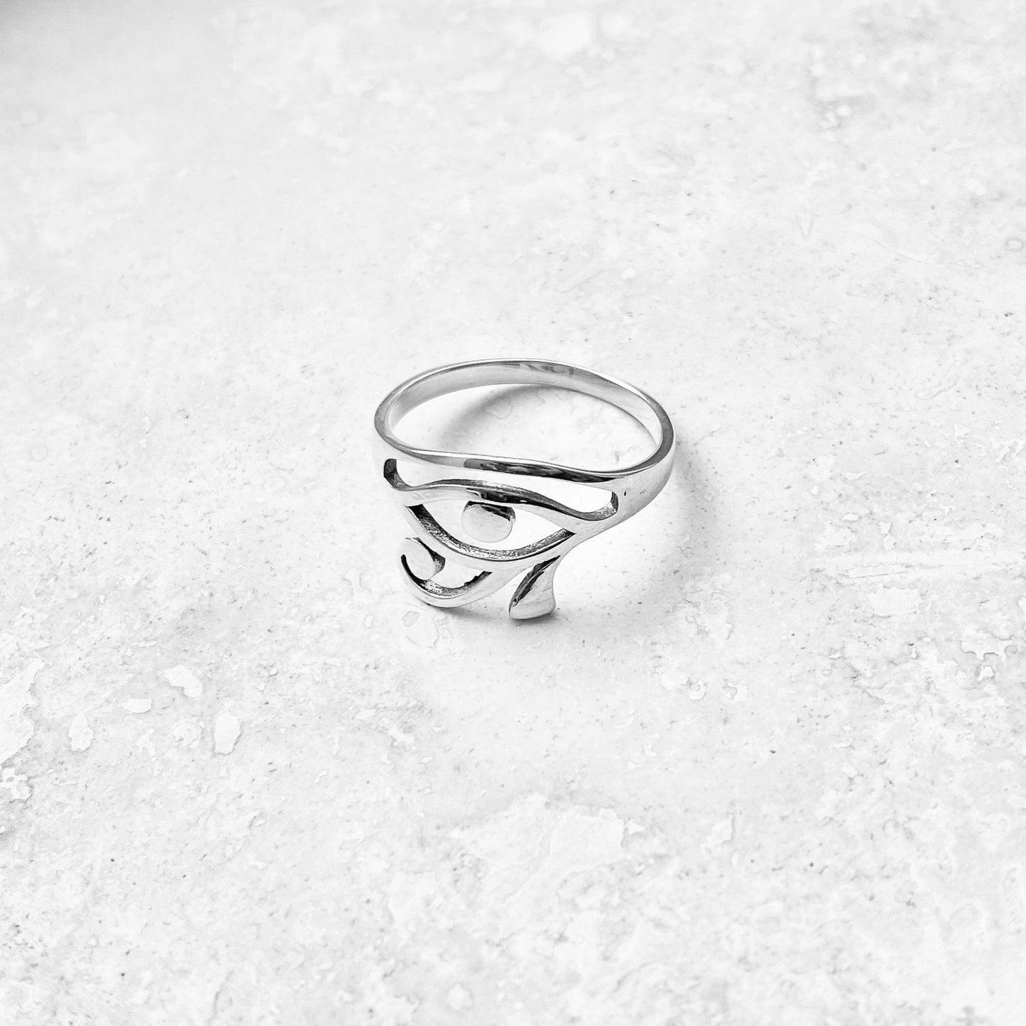925 Sterling Silver Thin Eye of Ra Ring | Dainty Eye of Horus Protection Silver Rings