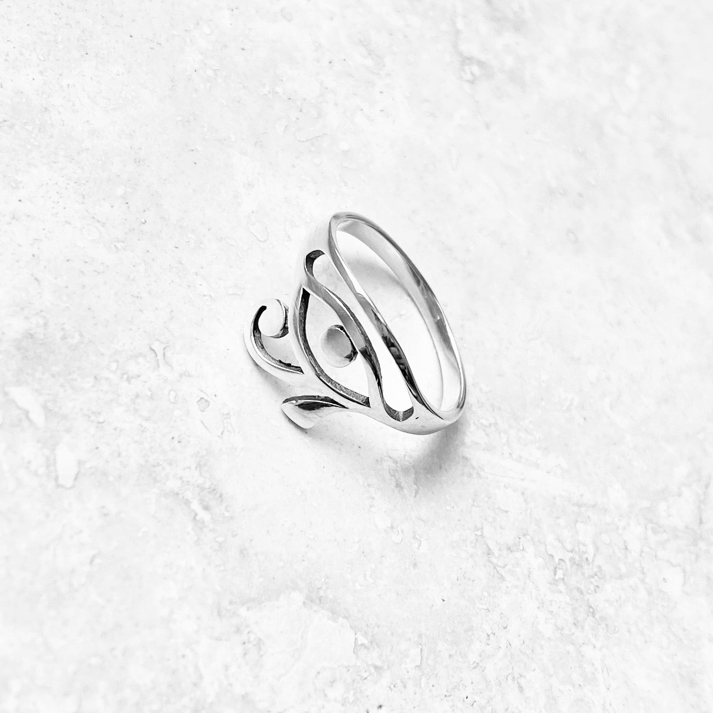 925 Sterling Silver Thin Eye of Ra Ring | Dainty Eye of Horus Protection Silver Rings