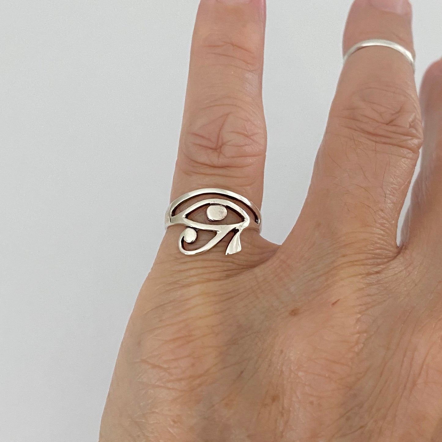 Sterling Silver Thin Delicate Ra Eye Ring, Eye of Horus Ring, Protection Silver Rings