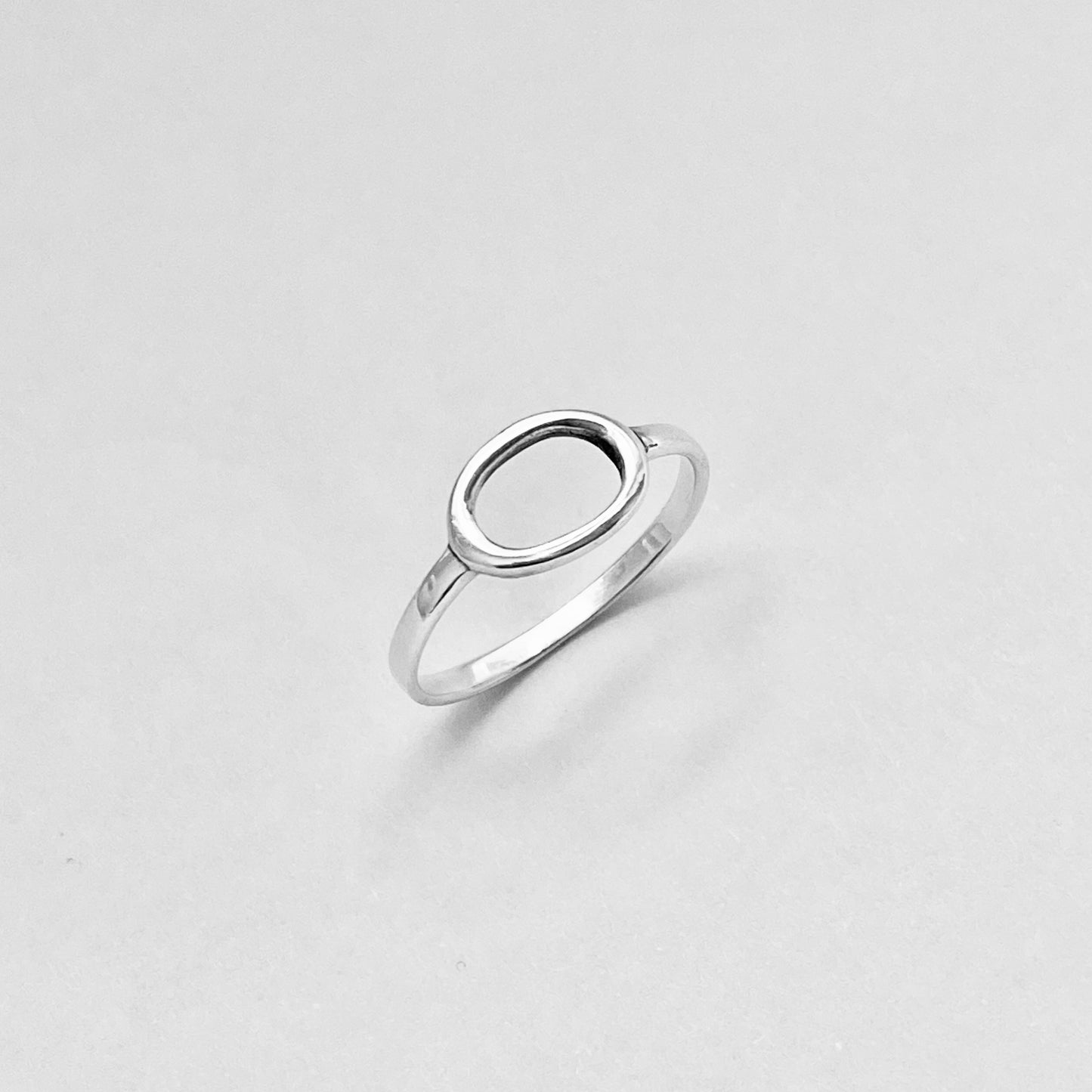 Sterling Silver Small Open Oval Ring, Halo Silver Ring, Circle Of Life Rings