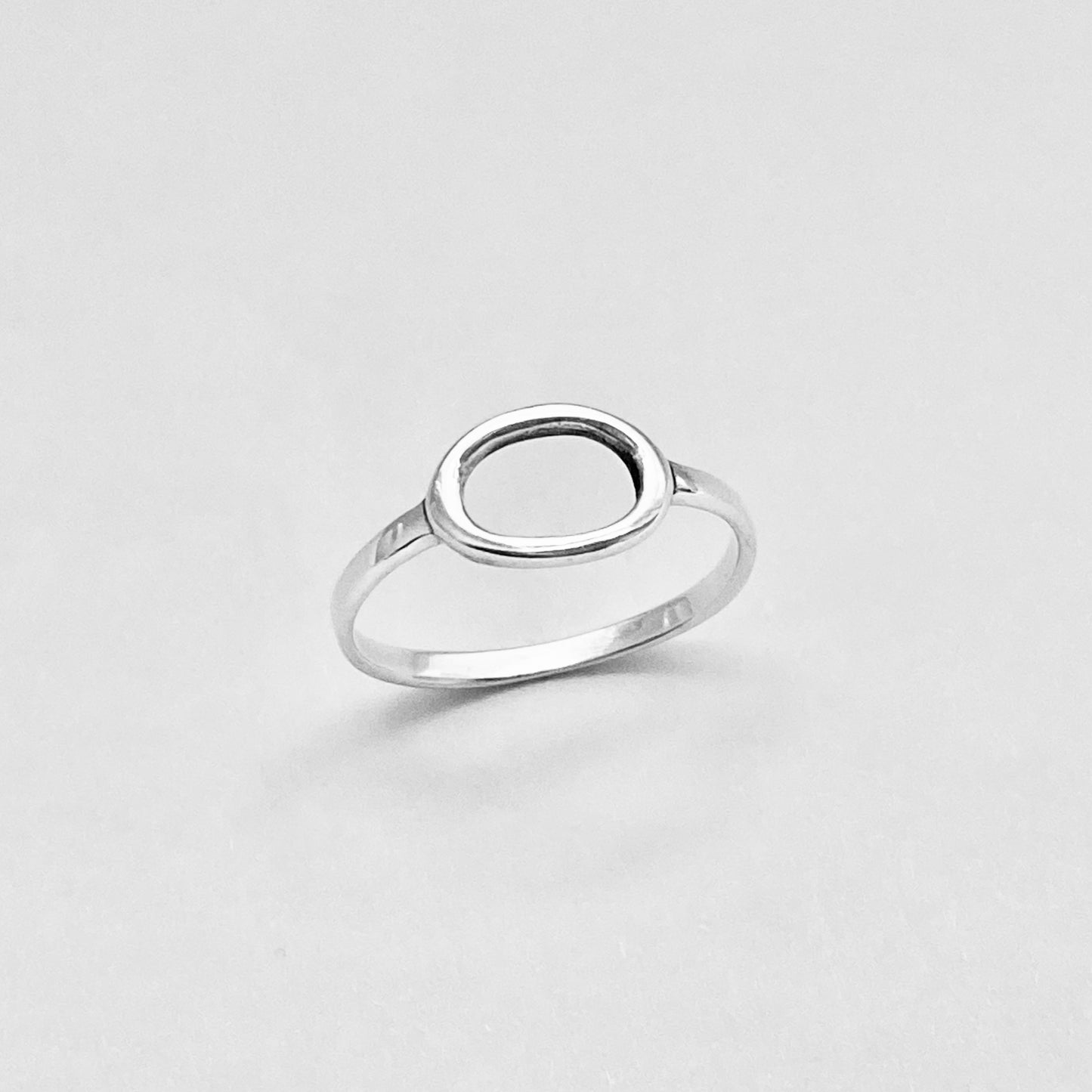 Sterling Silver Small Open Oval Ring, Halo Silver Ring, Circle Of Life Rings