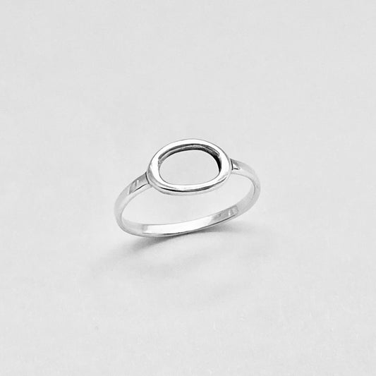 Sterling Silver Small Open Oval Ring, Halo Silver Ring, Circle Of Life Rings