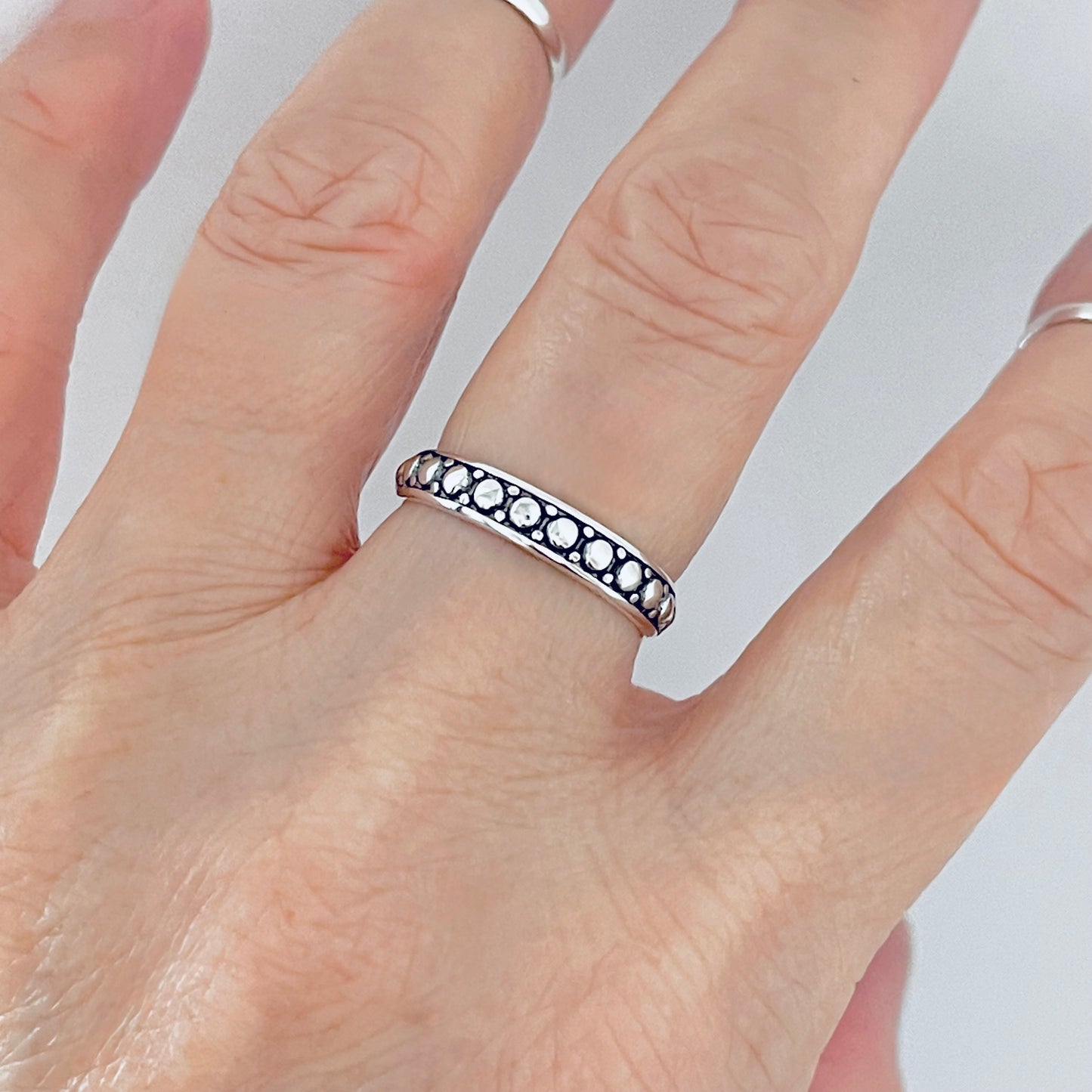 925 Sterling Silver Eternity Beaded Ring | Stackable Silver Band & Wedding Jewelry