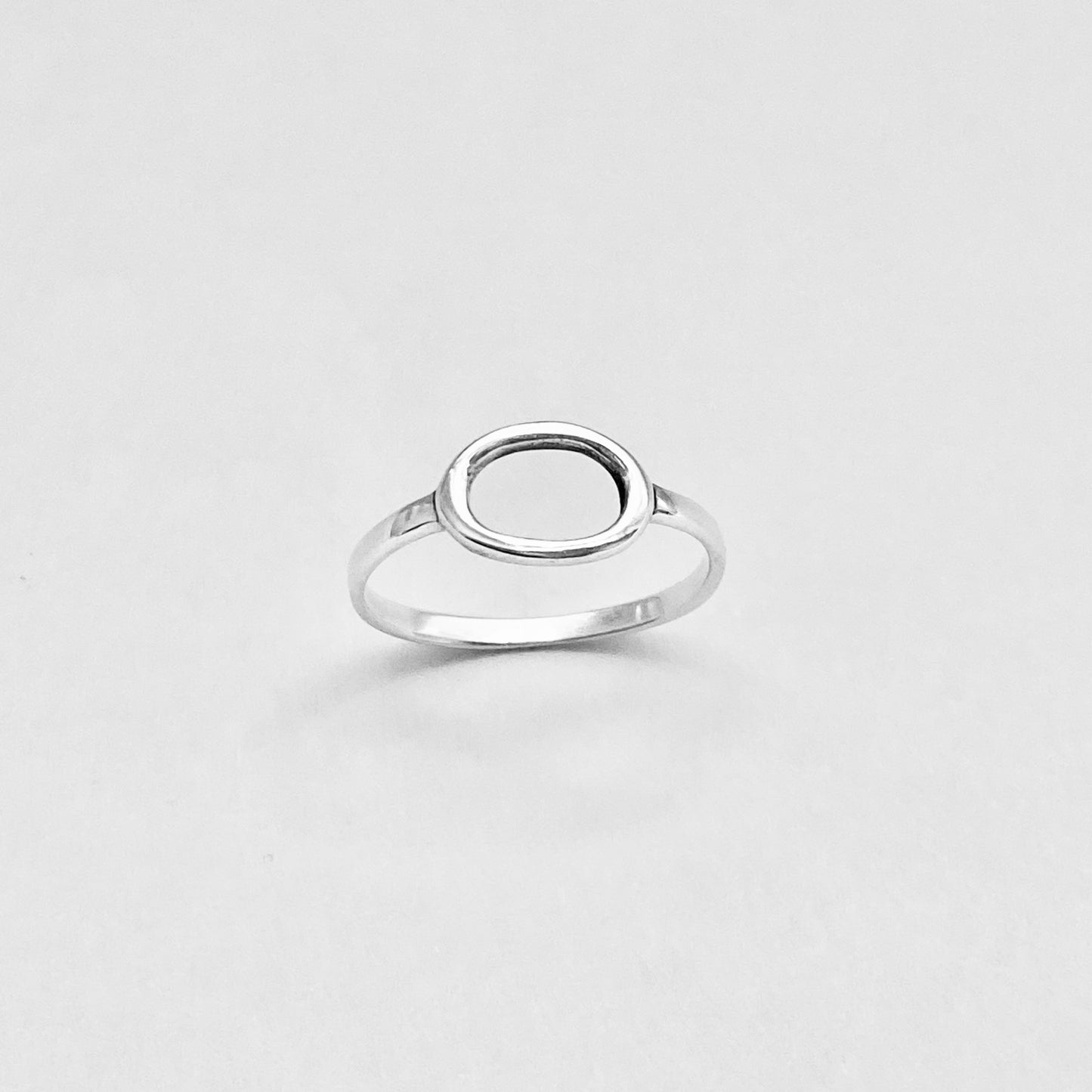 Sterling Silver Small Open Oval Ring, Halo Silver Ring, Circle Of Life Rings