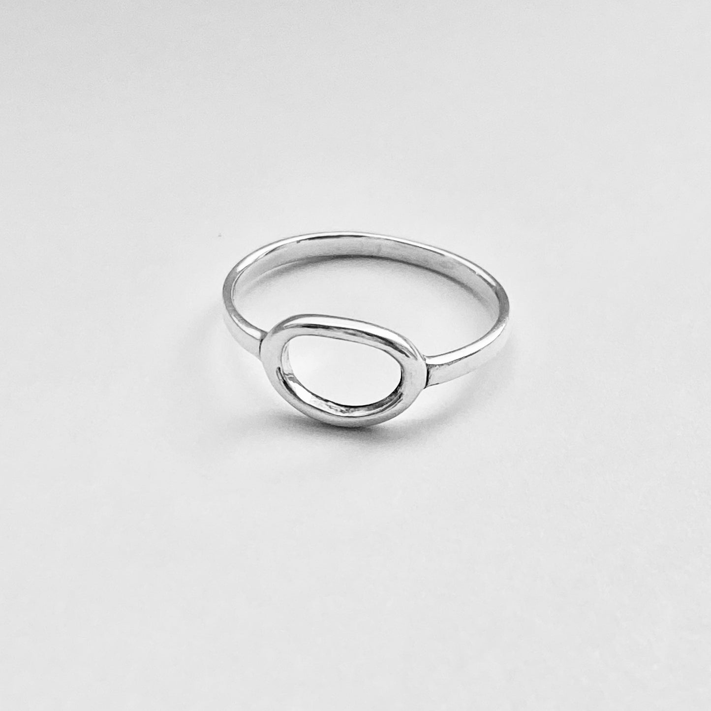 Sterling Silver Small Open Oval Ring, Halo Silver Ring, Circle Of Life Rings