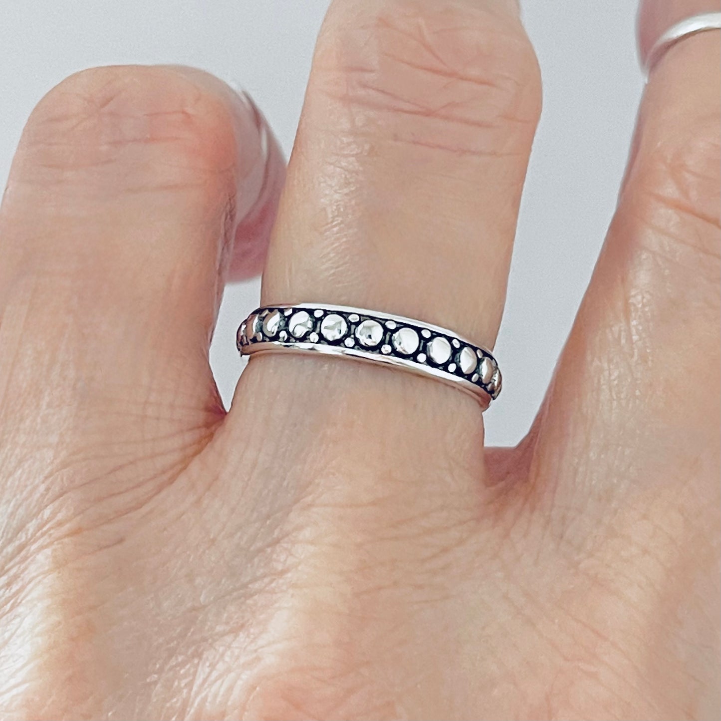 925 Sterling Silver Eternity Beaded Ring | Stackable Silver Band & Wedding Jewelry