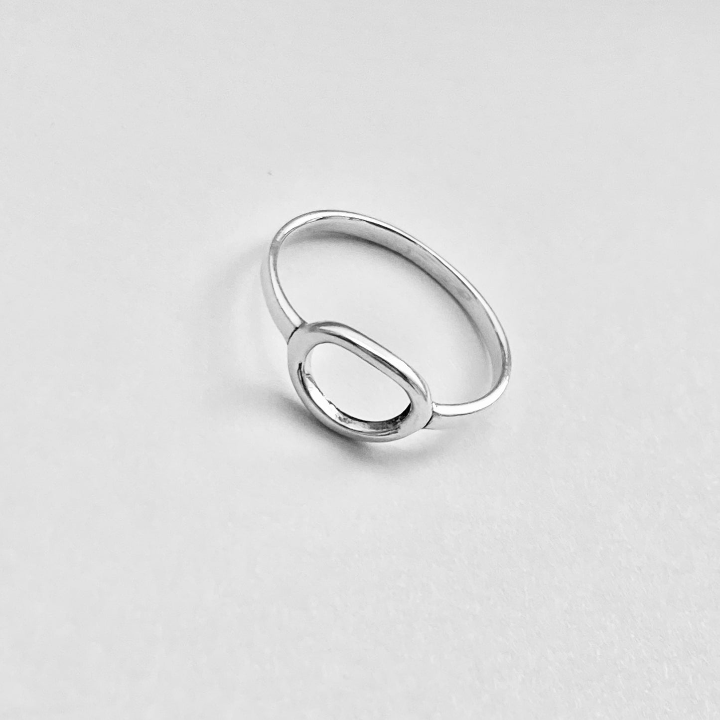 Sterling Silver Small Open Oval Ring, Halo Silver Ring, Circle Of Life Rings