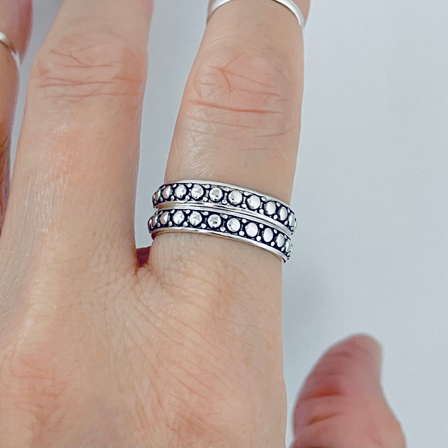925 Sterling Silver Eternity Beaded Ring | Stackable Silver Band & Wedding Jewelry