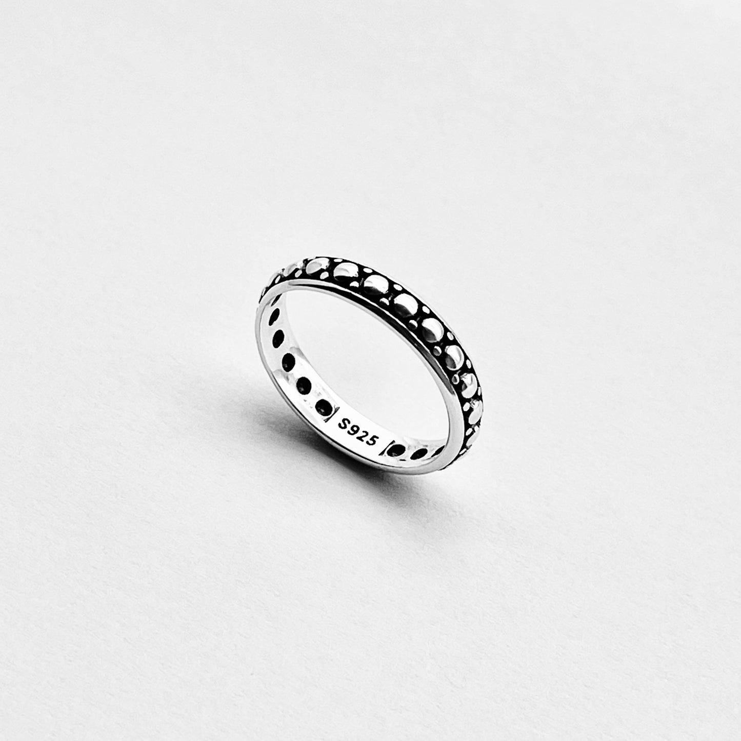 925 Sterling Silver Eternity Beaded Ring | Stackable Silver Band & Wedding Jewelry
