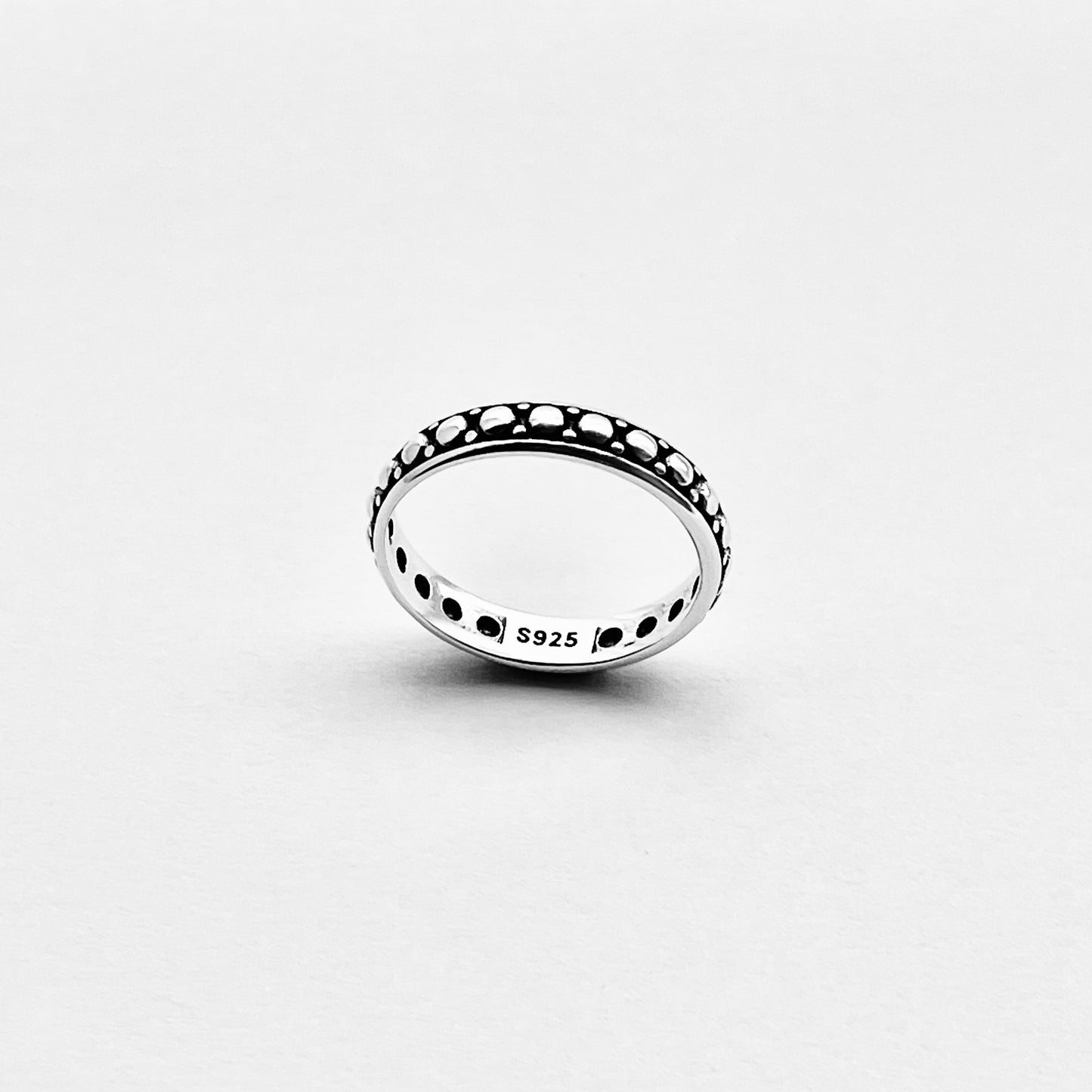 925 Sterling Silver Eternity Beaded Ring | Stackable Silver Band & Wedding Jewelry