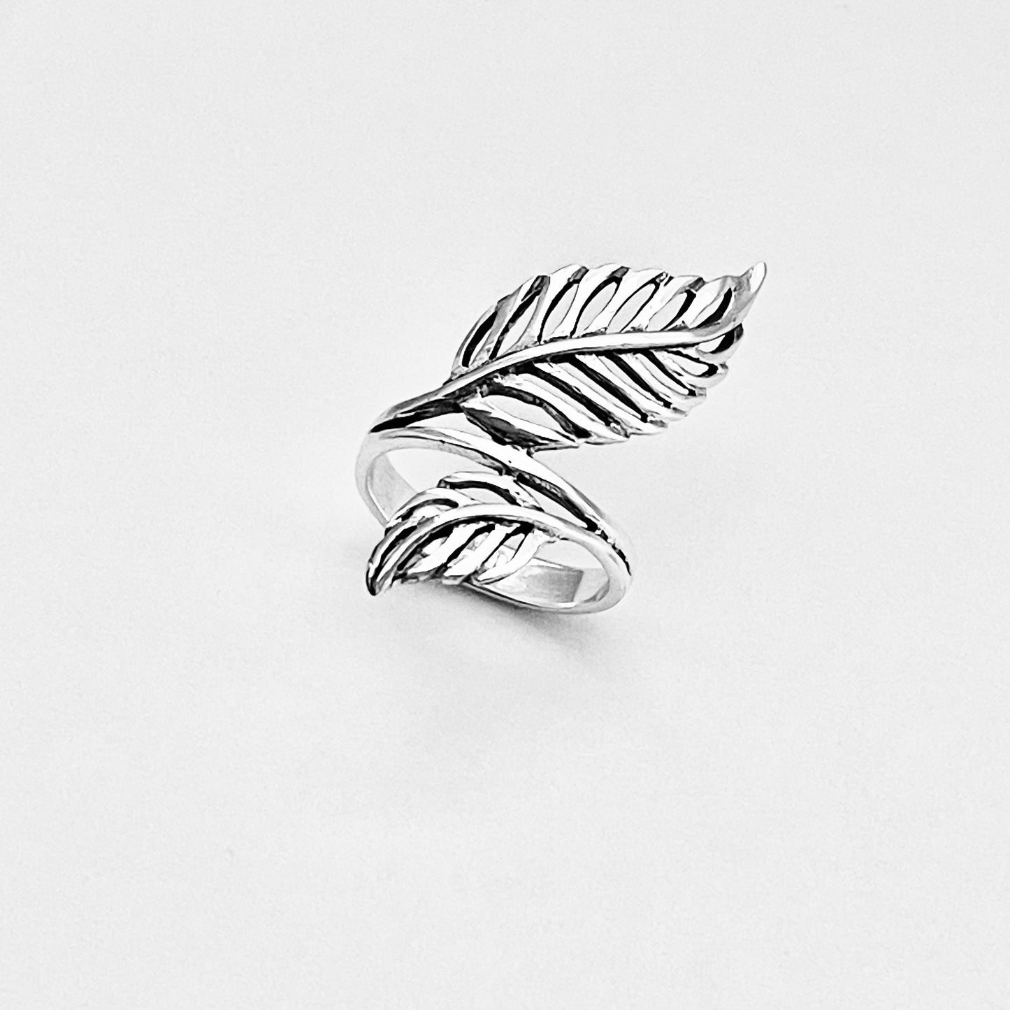 Sterling Silver Statement Leaf Ring | Tree Branch Leaves Silver Jewelry Rings