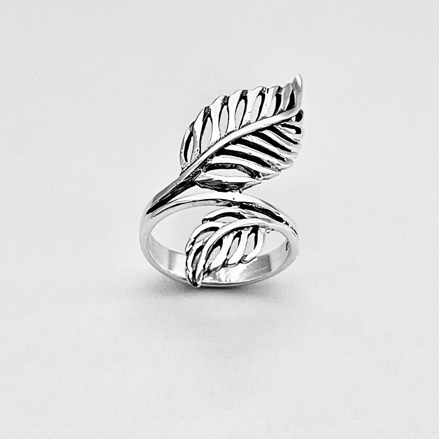 Sterling Silver Statement Leaf Ring | Tree Branch Leaves Silver Jewelry Rings