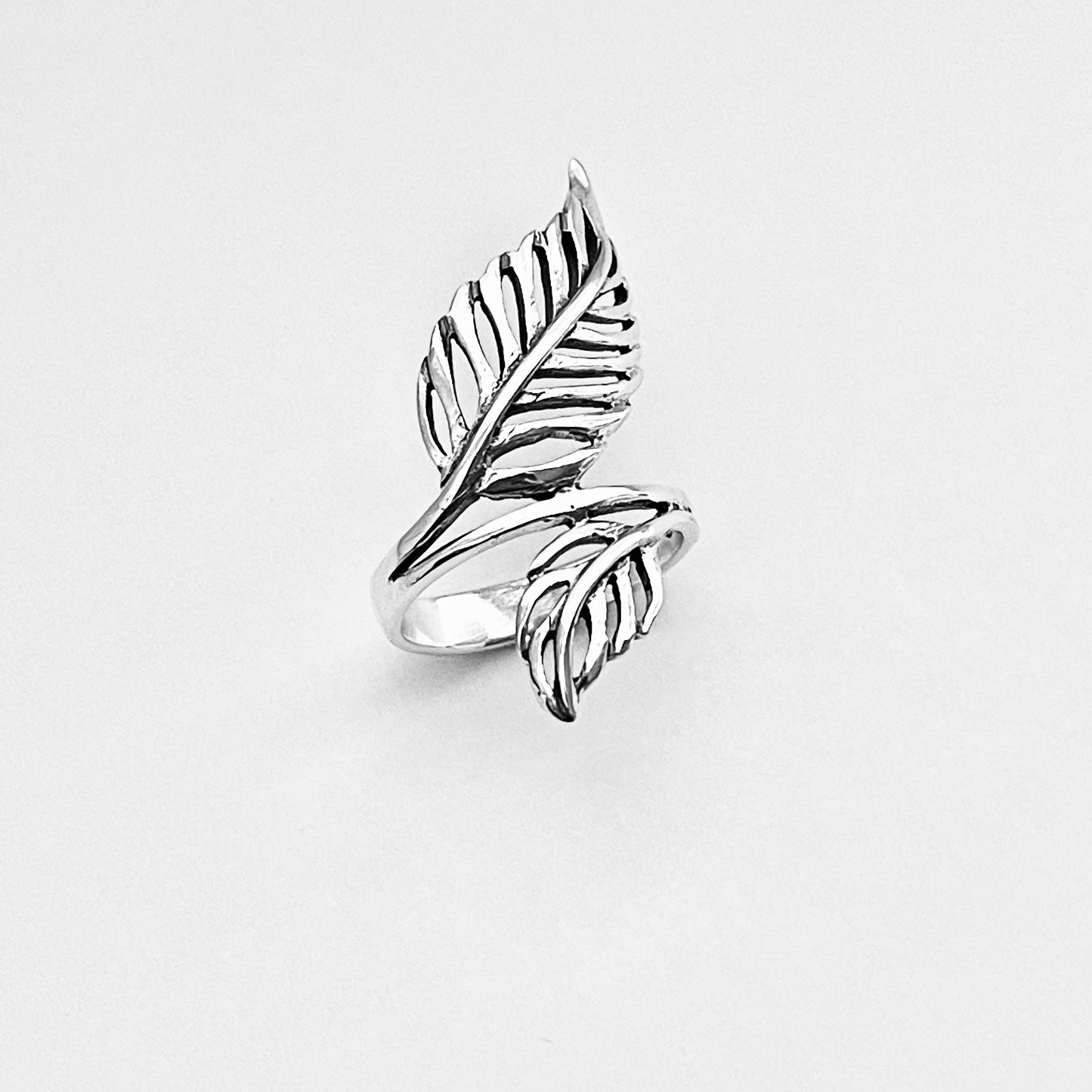 Sterling Silver Statement Leaf Ring | Tree Branch Leaves Silver Jewelry Rings