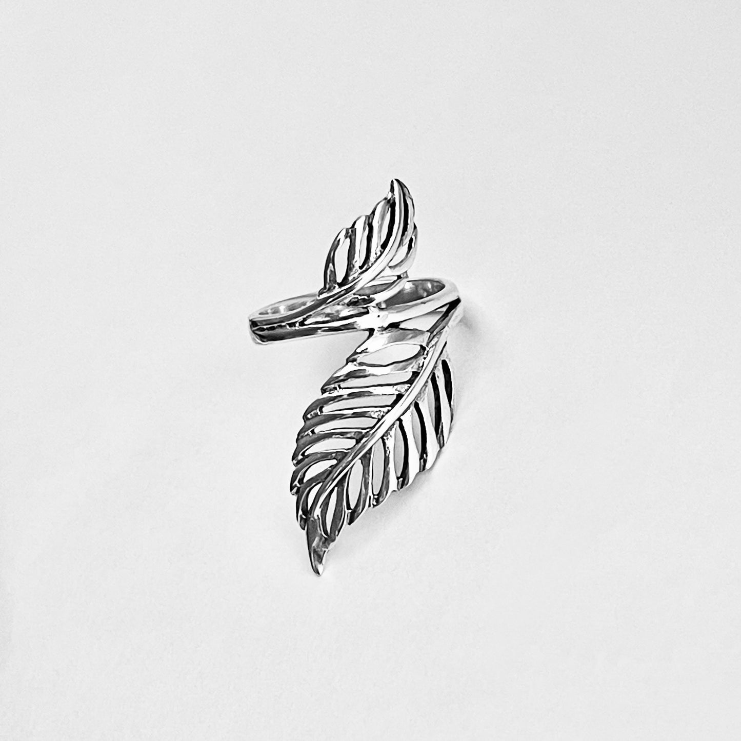 Sterling Silver Statement Leaf Ring | Tree Branch Leaves Silver Jewelry Rings