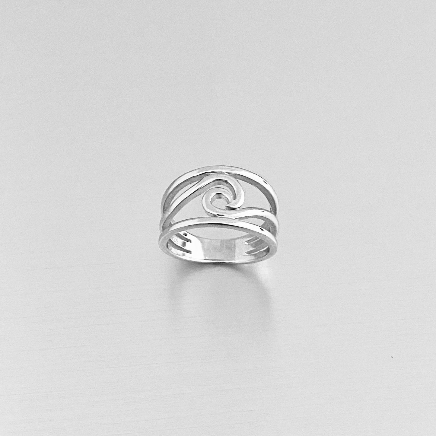 Sterling Silver Swirl Wave Ring, Silver Rings, Ocean Statement Ring