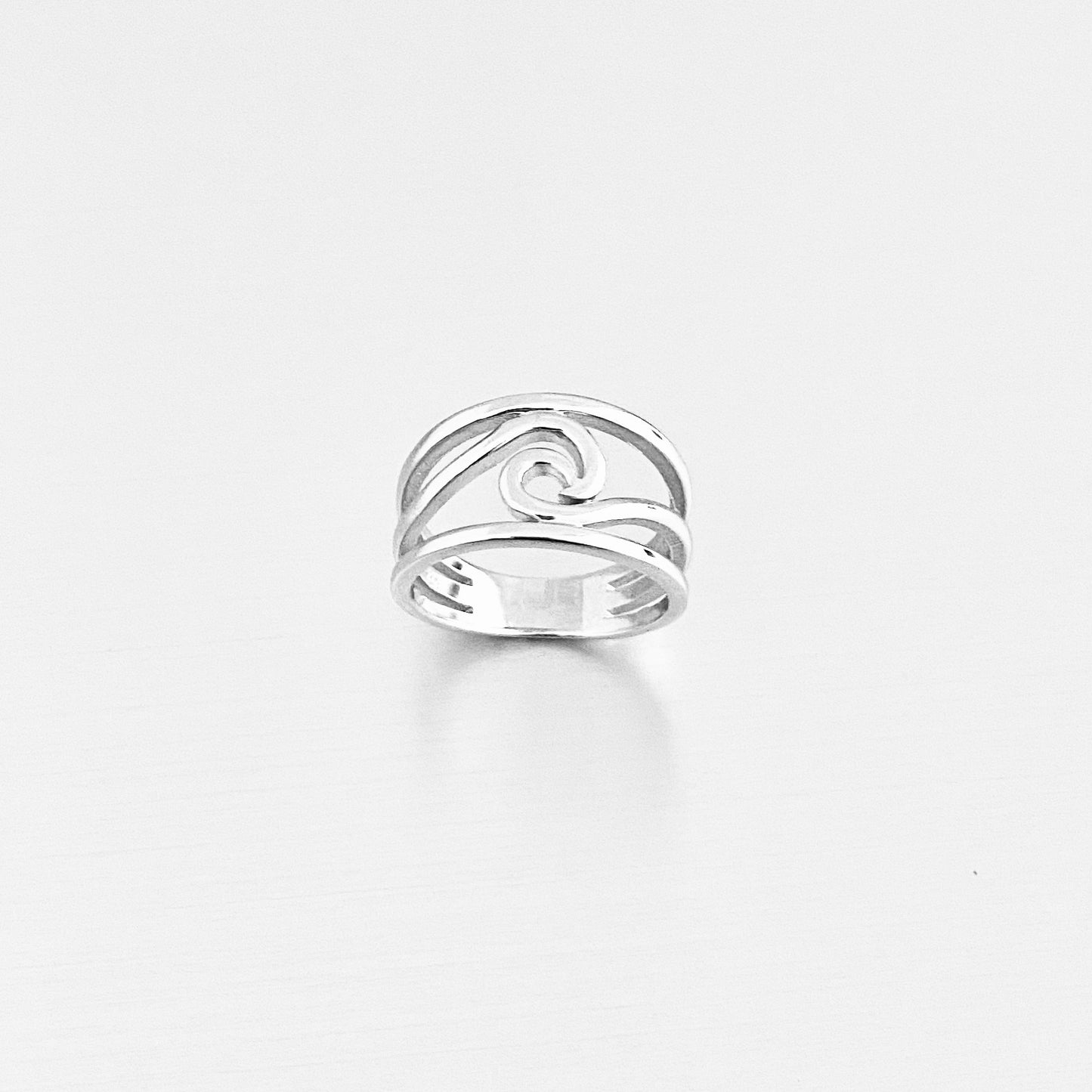 925 Sterling Silver Swirl Wave Ring – High Polish Ocean Rings, Statement Jewelry
