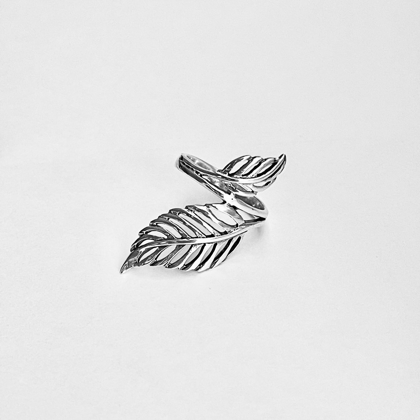Sterling Silver Statement Leaf Ring | Tree Branch Leaves Silver Jewelry Rings