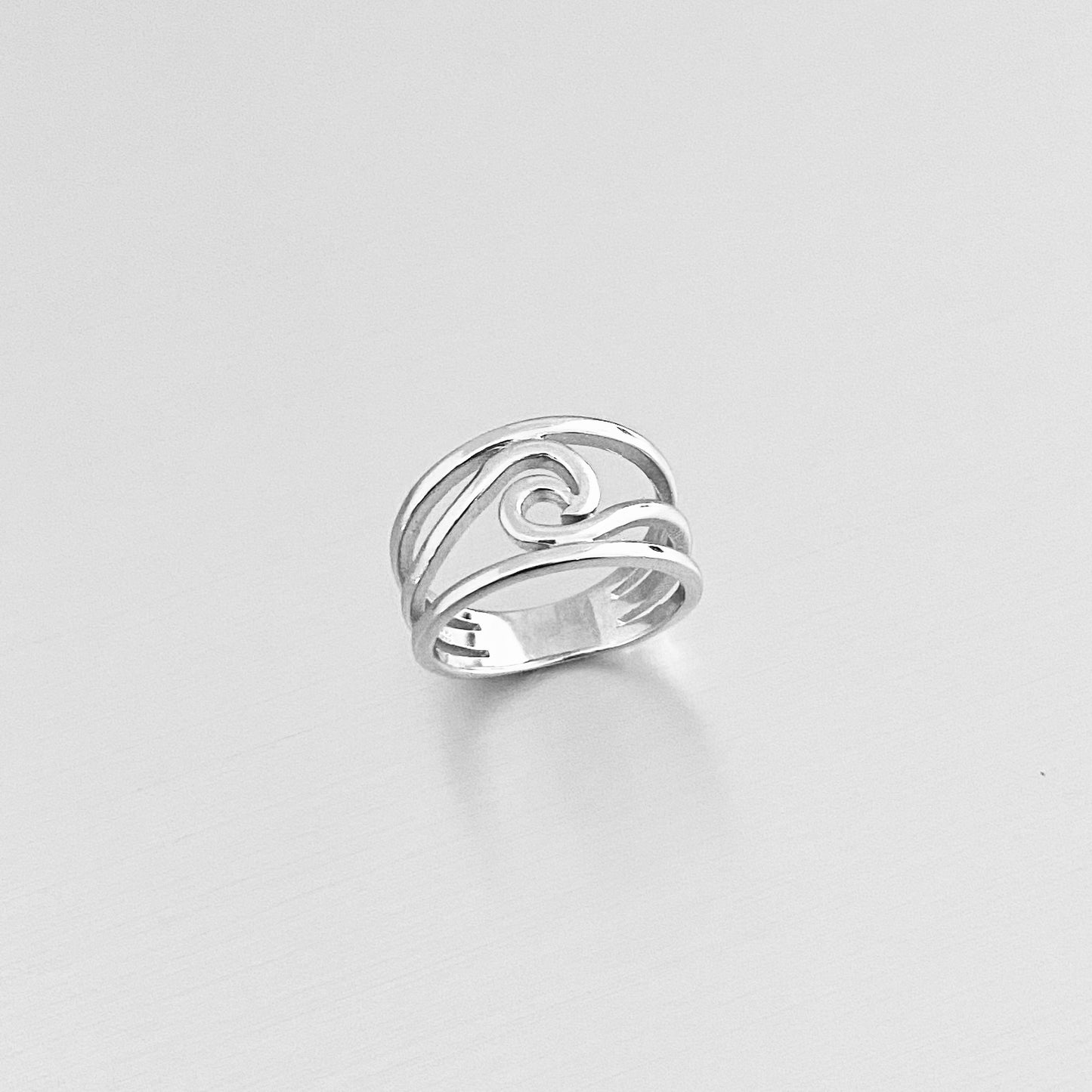 Sterling Silver Swirl Wave Ring, Silver Rings, Ocean Statement Ring