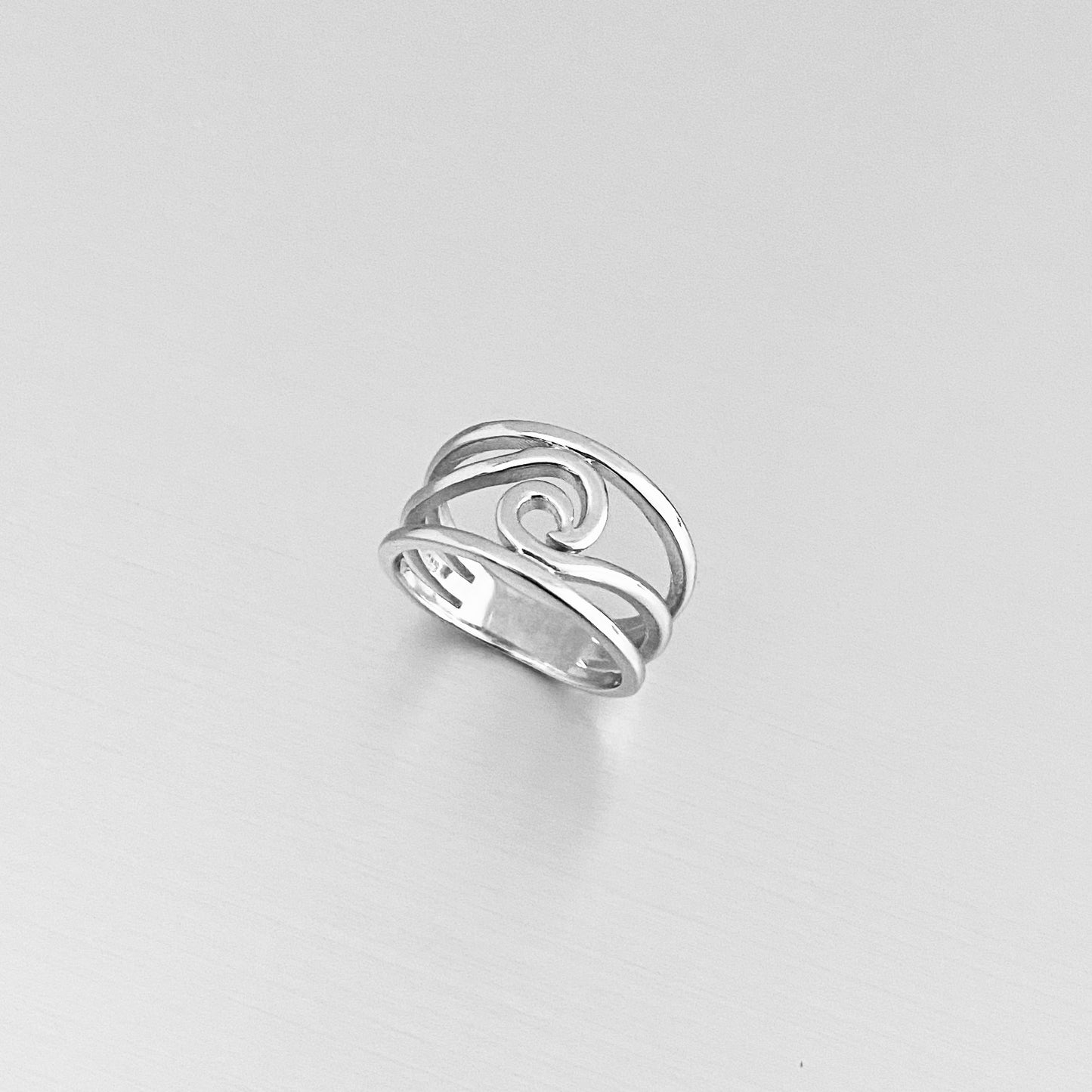 Sterling Silver Swirl Wave Ring, Silver Rings, Ocean Statement Ring