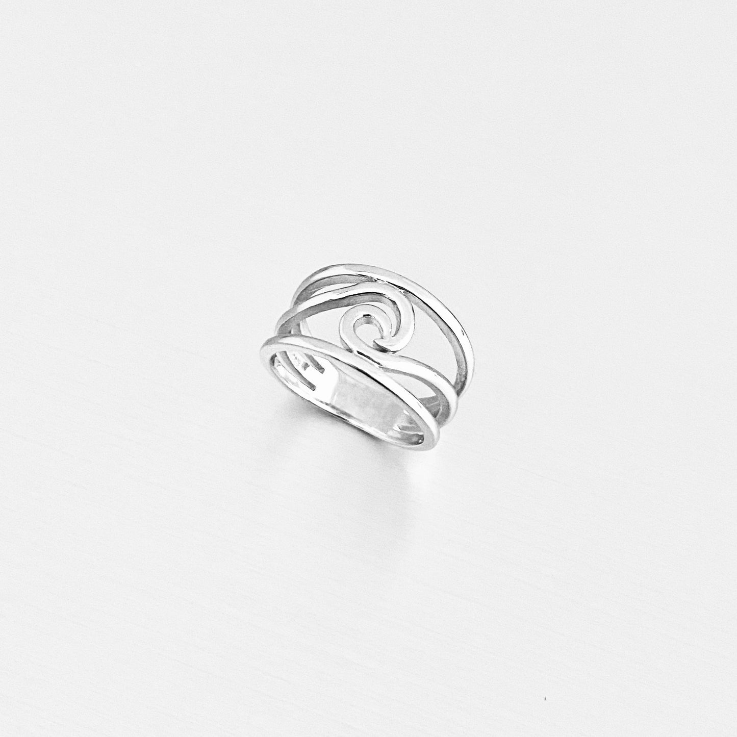 925 Sterling Silver Swirl Wave Ring – High Polish Ocean Rings, Statement Jewelry
