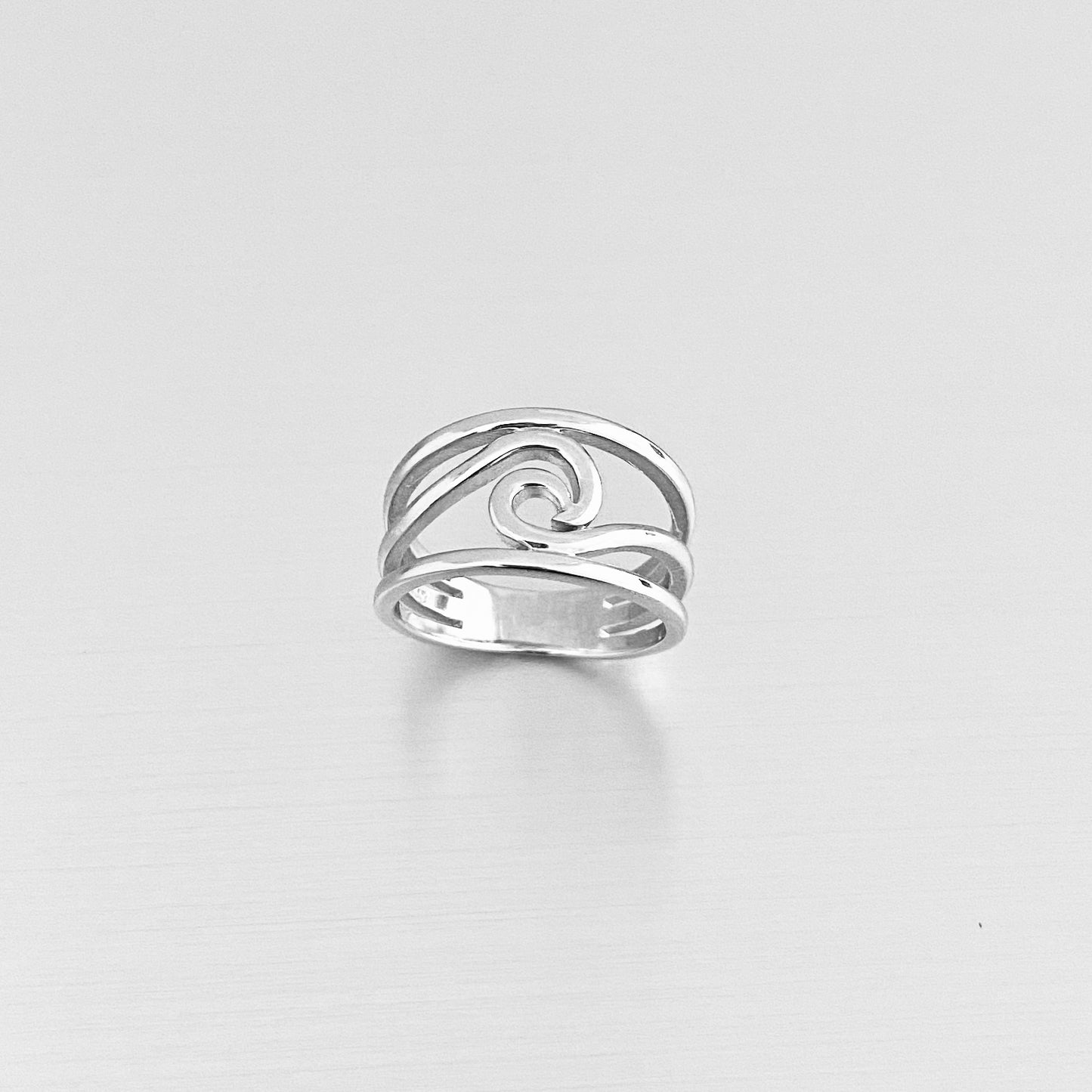 Sterling Silver Swirl Wave Ring, Silver Rings, Ocean Statement Ring