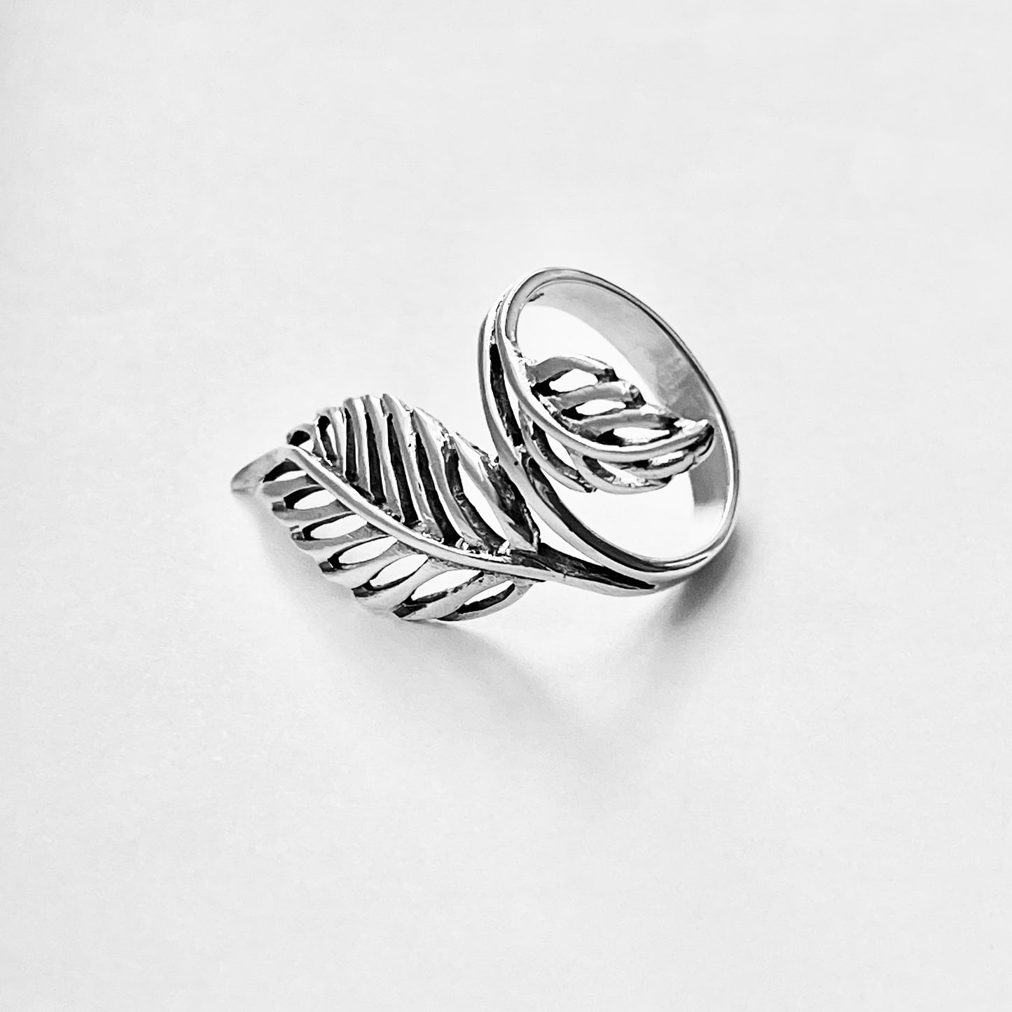 Sterling Silver Statement Leaf Ring | Tree Branch Leaves Silver Jewelry Rings