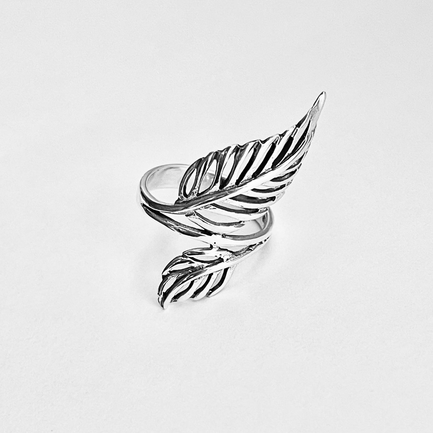 Sterling Silver Statement Leaf Ring | Tree Branch Leaves Silver Jewelry Rings