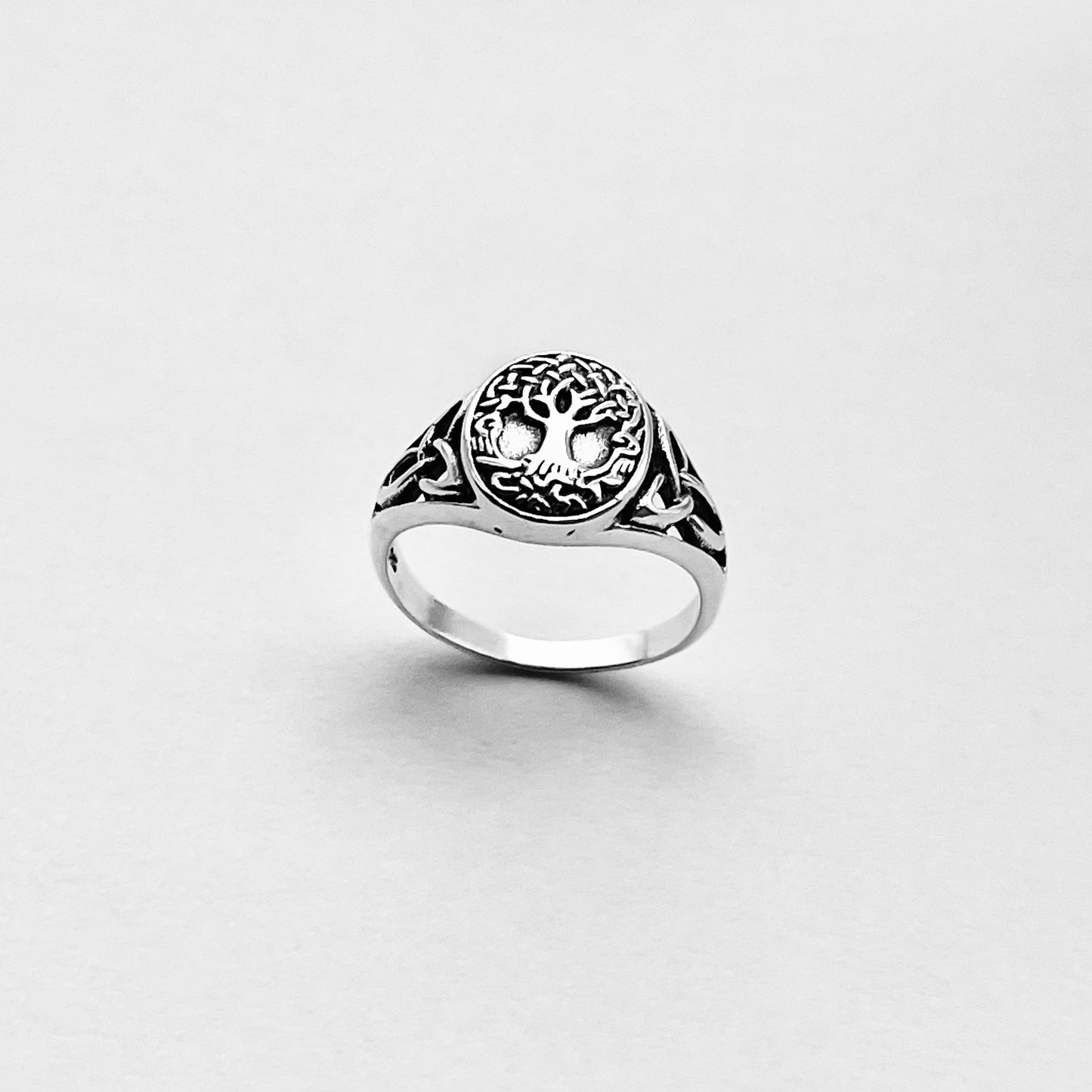 Sterling Silver Tree of Life Ring with Celtic, Trinity Knot Rings, Fortune Trees Jewelry