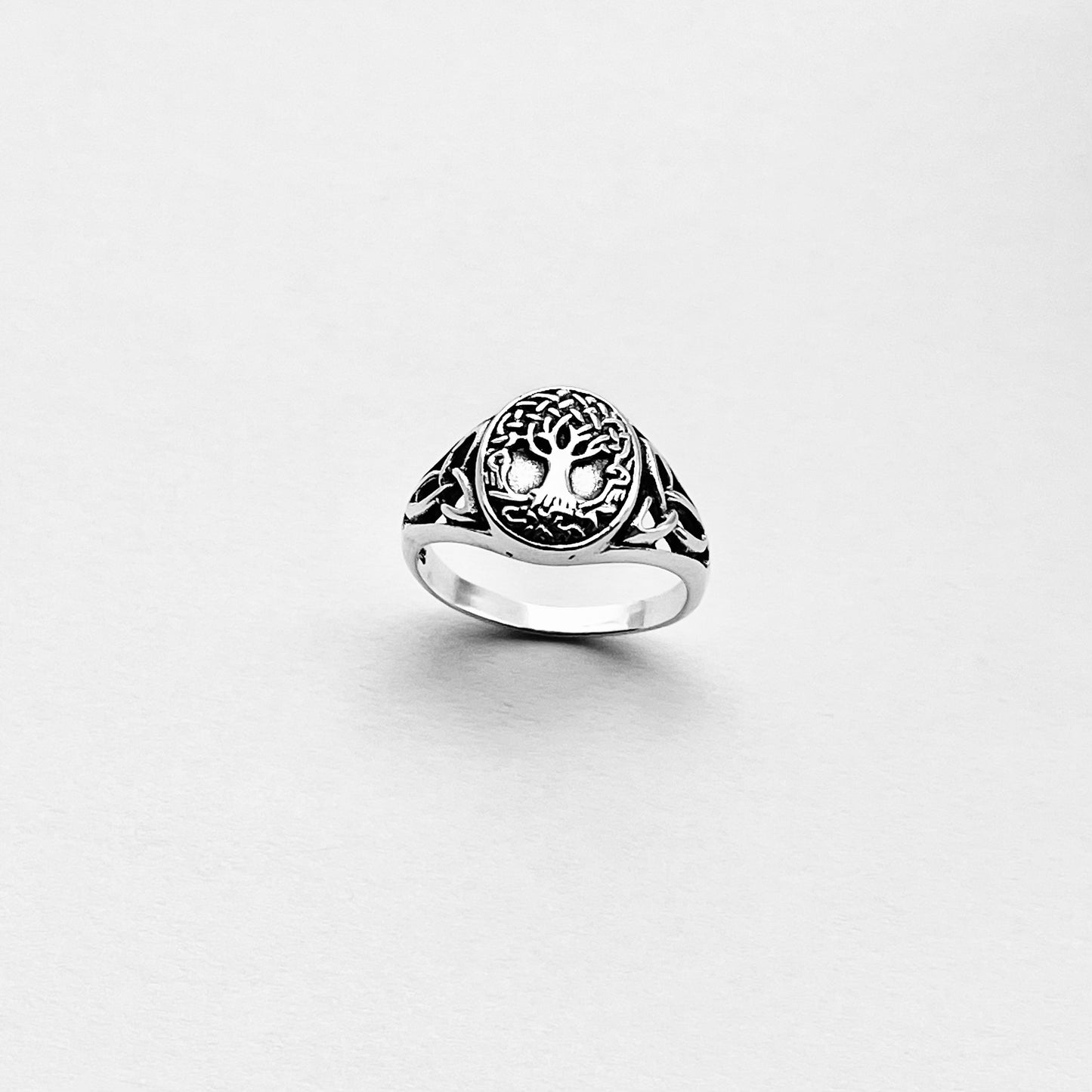 Sterling Silver Tree of Life Ring with Celtic, Trinity Knot Rings, Fortune Trees Jewelry