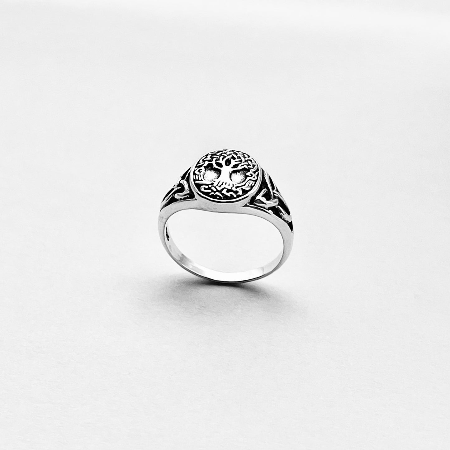 Sterling Silver Tree of Life Ring with Celtic, Trinity Knot Rings, Fortune Trees Jewelry