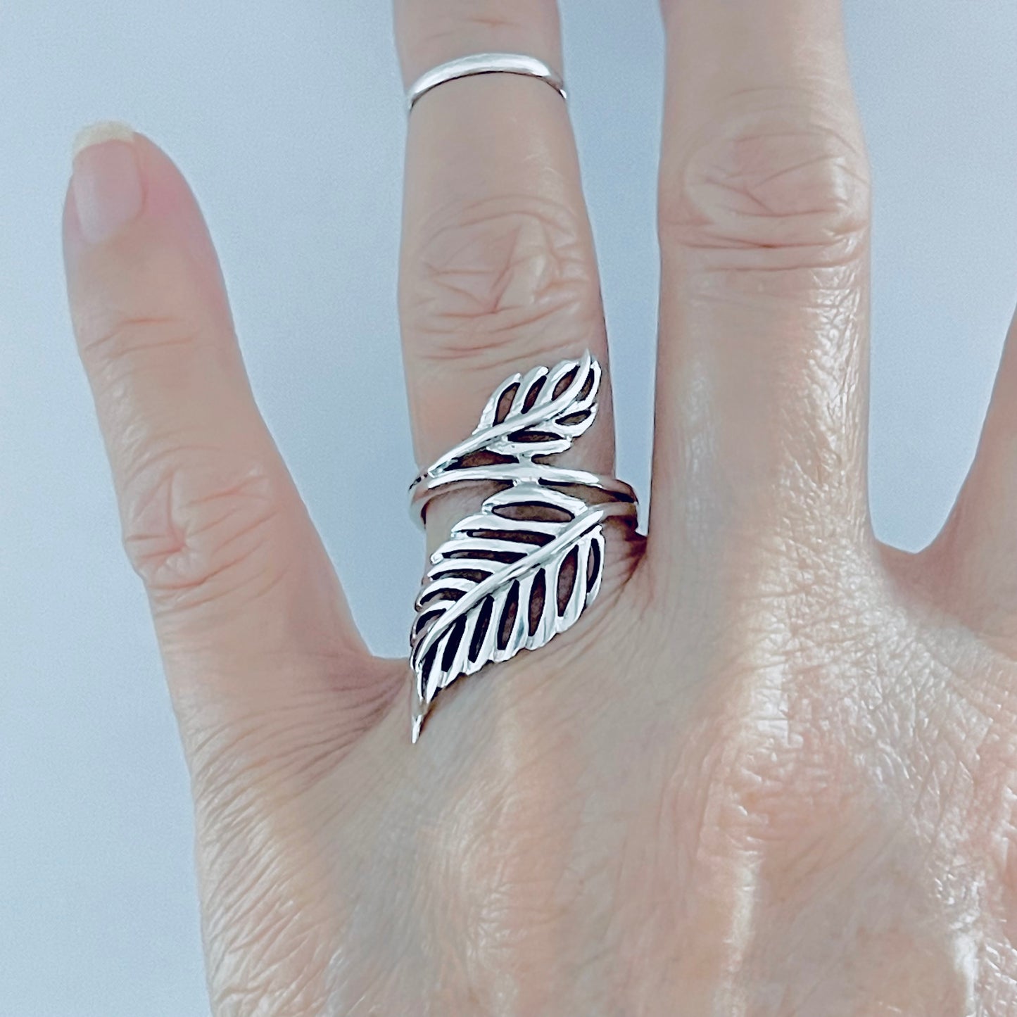 Sterling Silver Statement Leaf Ring | Tree Branch Leaves Silver Jewelry Rings
