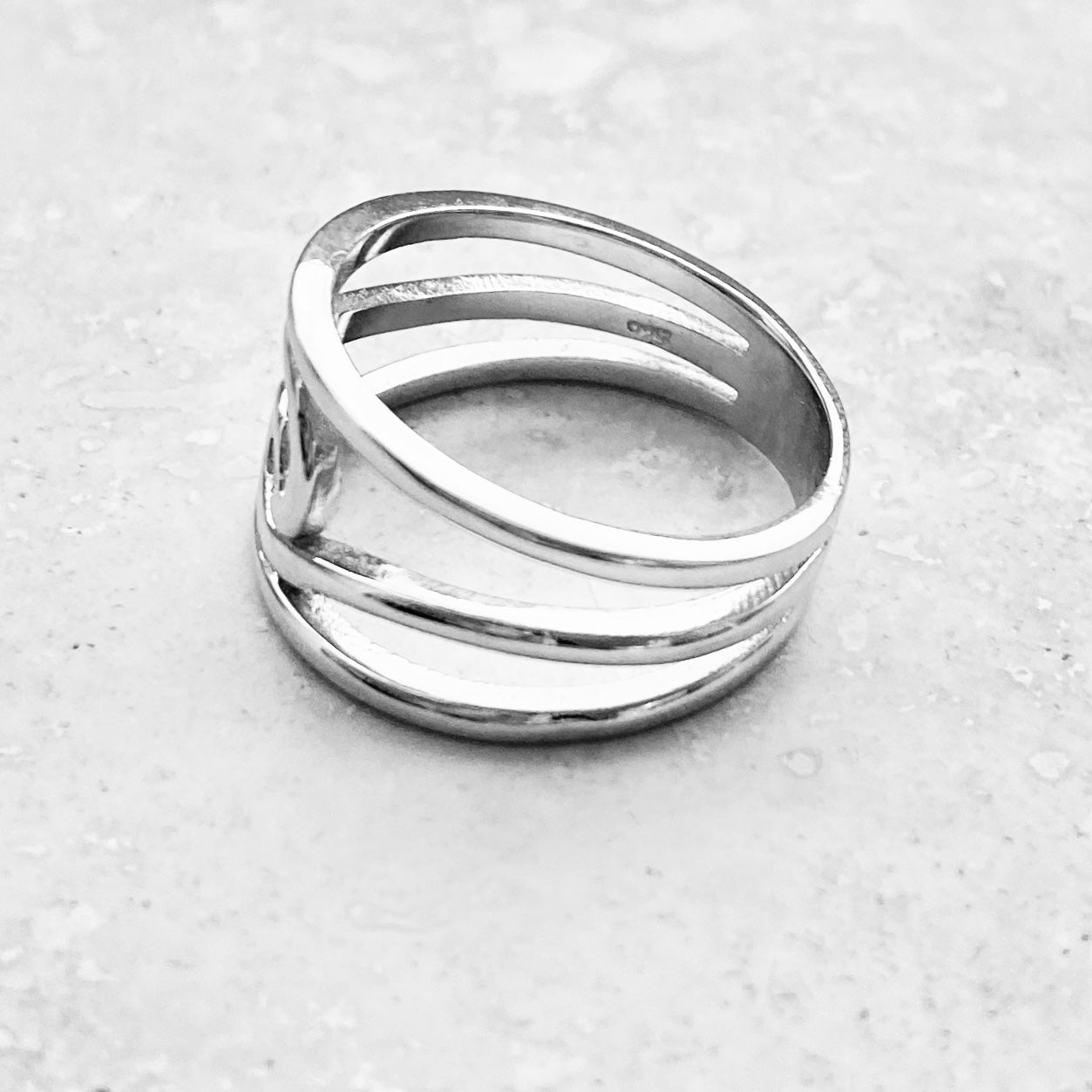 Sterling Silver Swirl Wave Ring, Silver Rings, Ocean Statement Ring