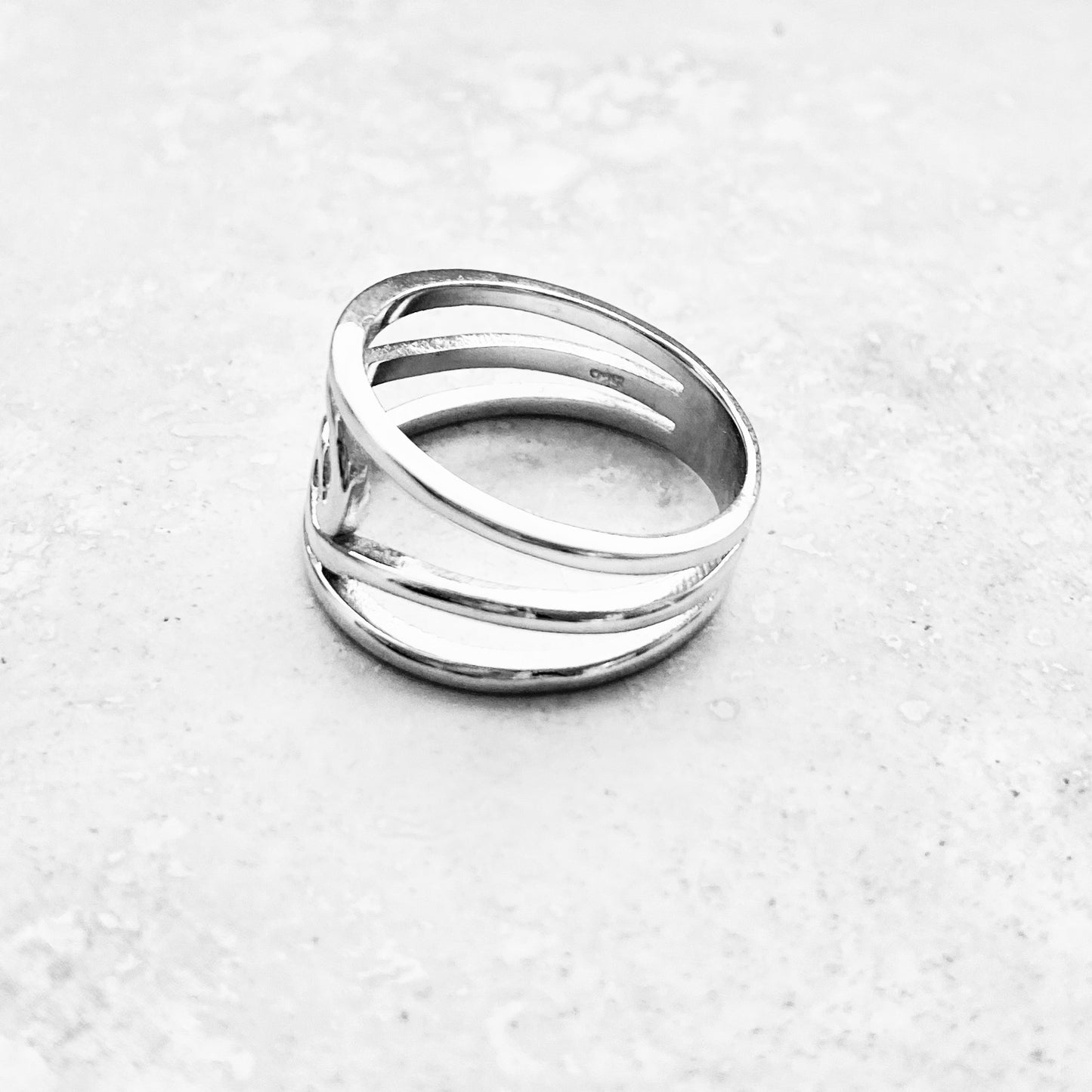 925 Sterling Silver Swirl Wave Ring – High Polish Ocean Rings, Statement Jewelry