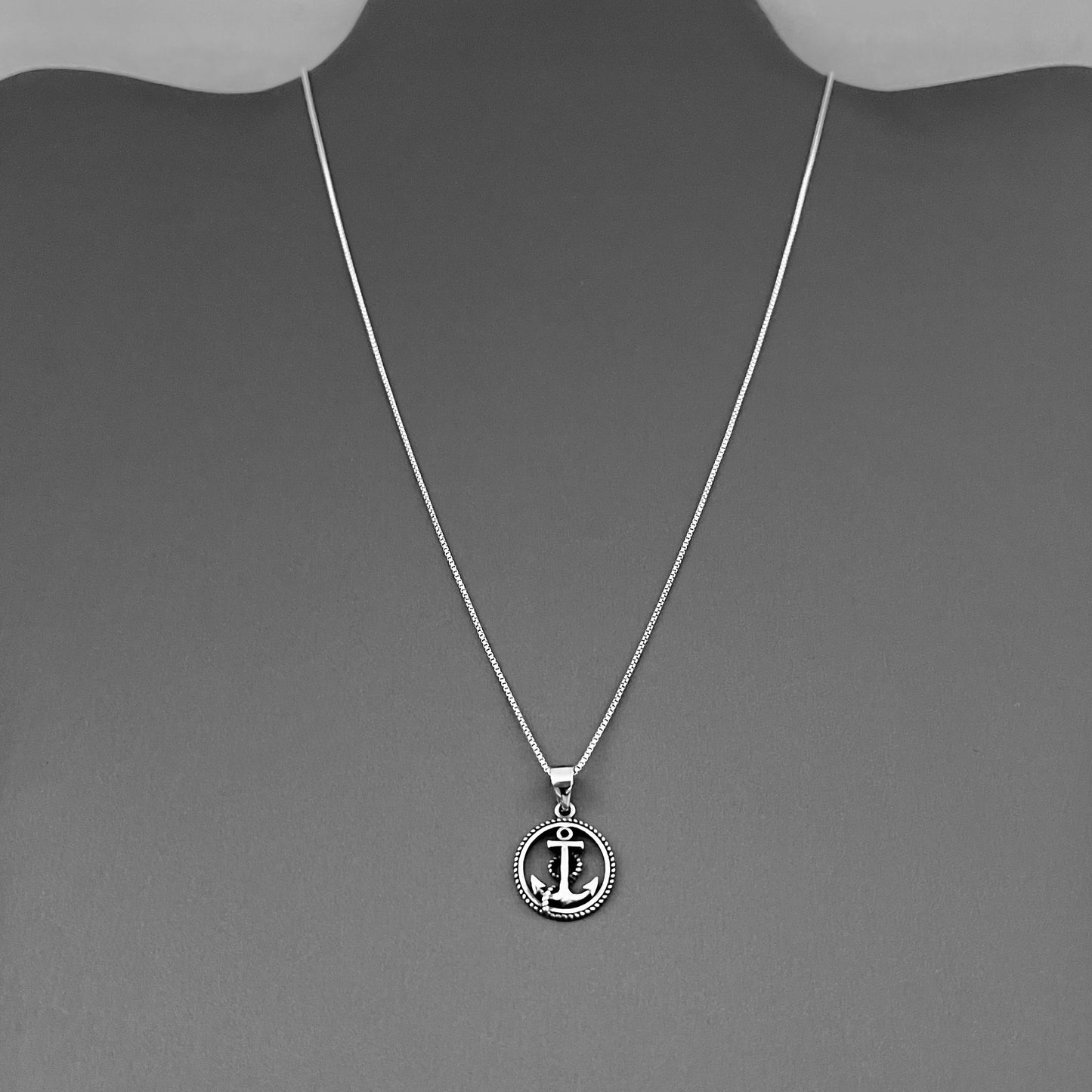 Sterling Silver Anchor with Rope Necklace, Nautical Chain, Ship/Boat Jewelry