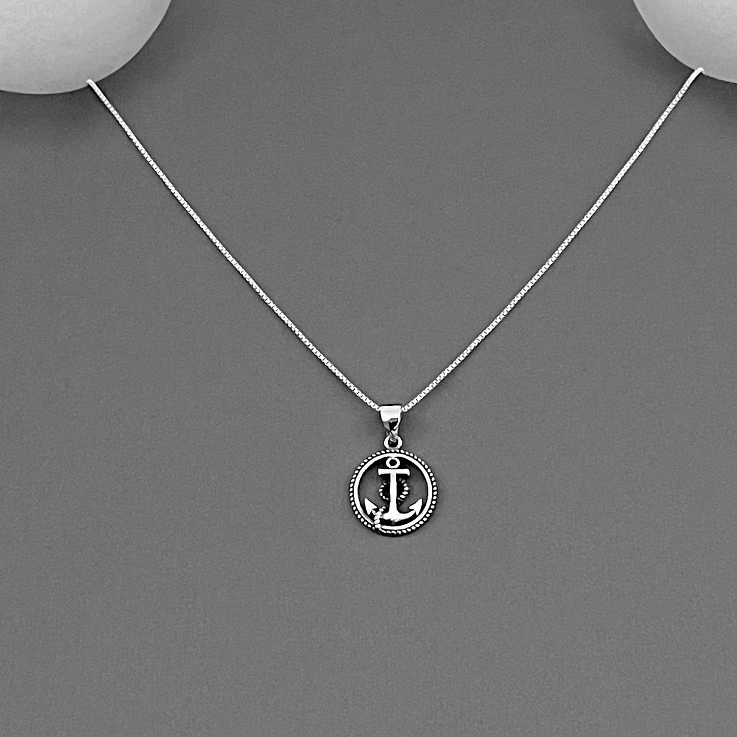 Sterling Silver Anchor with Rope Necklace, Nautical Chain, Ship/Boat Jewelry
