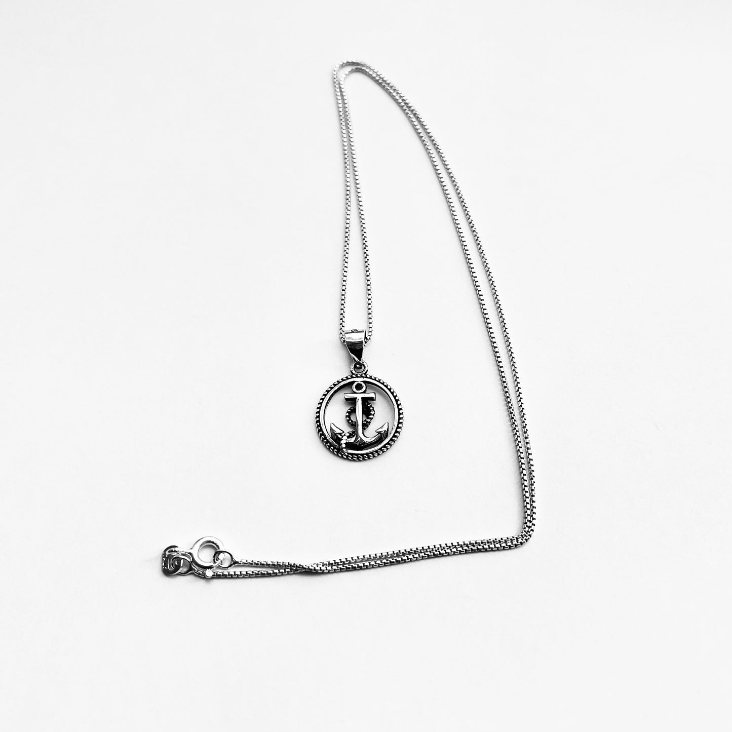 Sterling Silver Anchor with Rope Necklace, Nautical Chain, Ship/Boat Jewelry