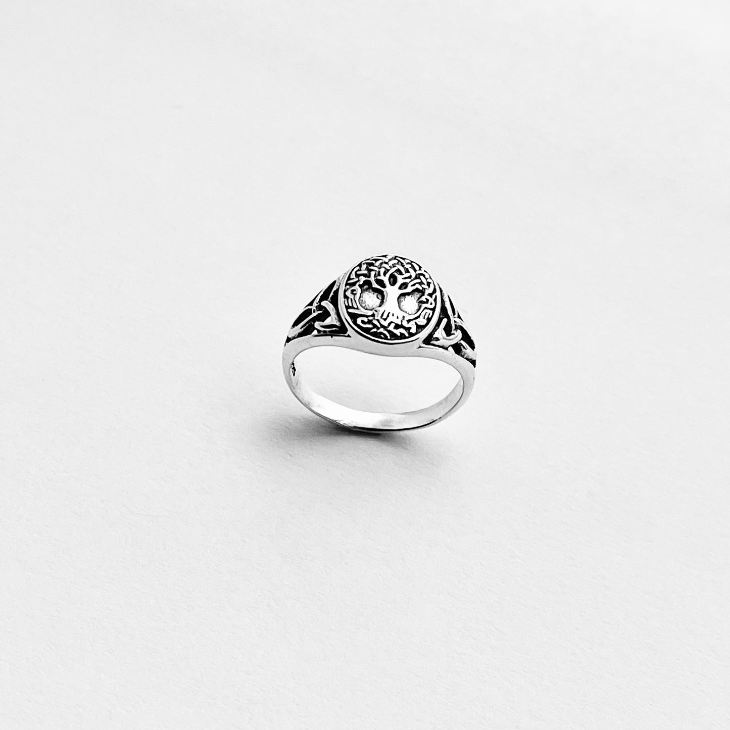 Sterling Silver Tree of Life Ring with Celtic, Trinity Knot Rings, Fortune Trees Jewelry