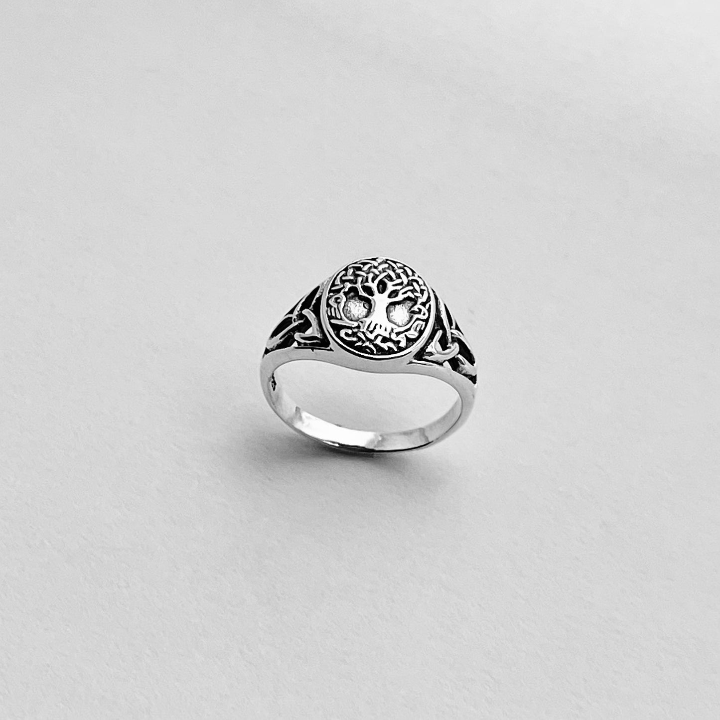 Sterling Silver Tree of Life Ring with Celtic, Fortune Trinity Rings