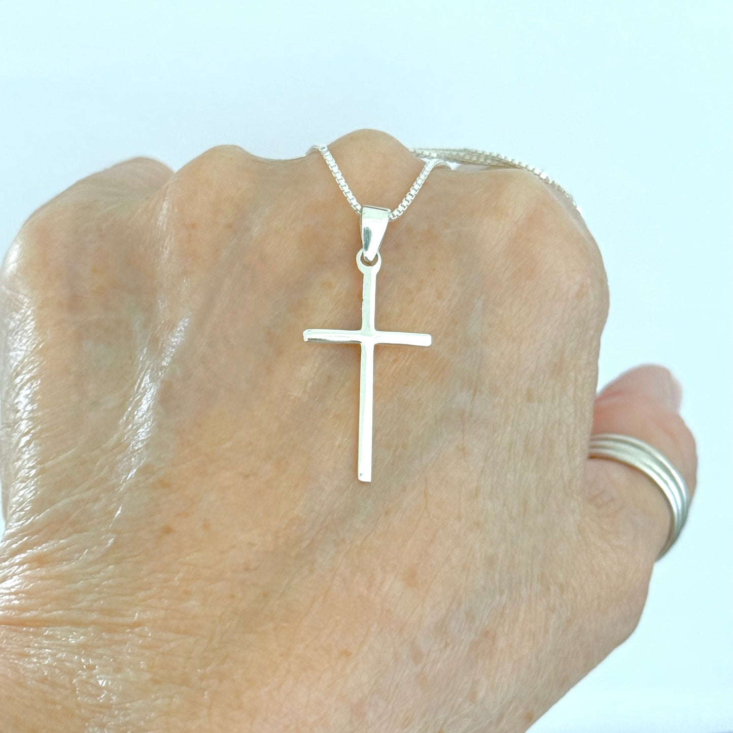 925 Sterling Silver Dainty Cross Necklace | Minimalist Christian Pendant