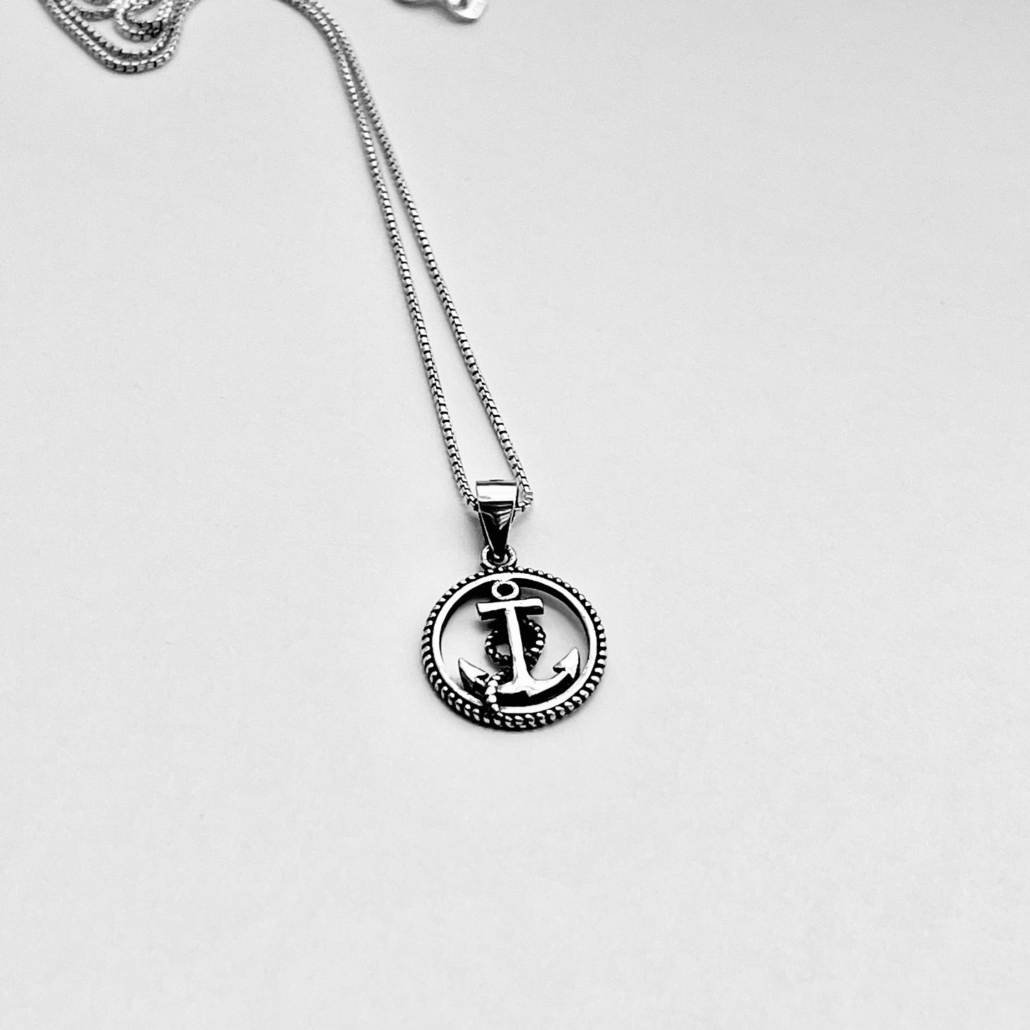 Sterling Silver Anchor with Rope Necklace, Nautical Chain, Ship/Boat Jewelry