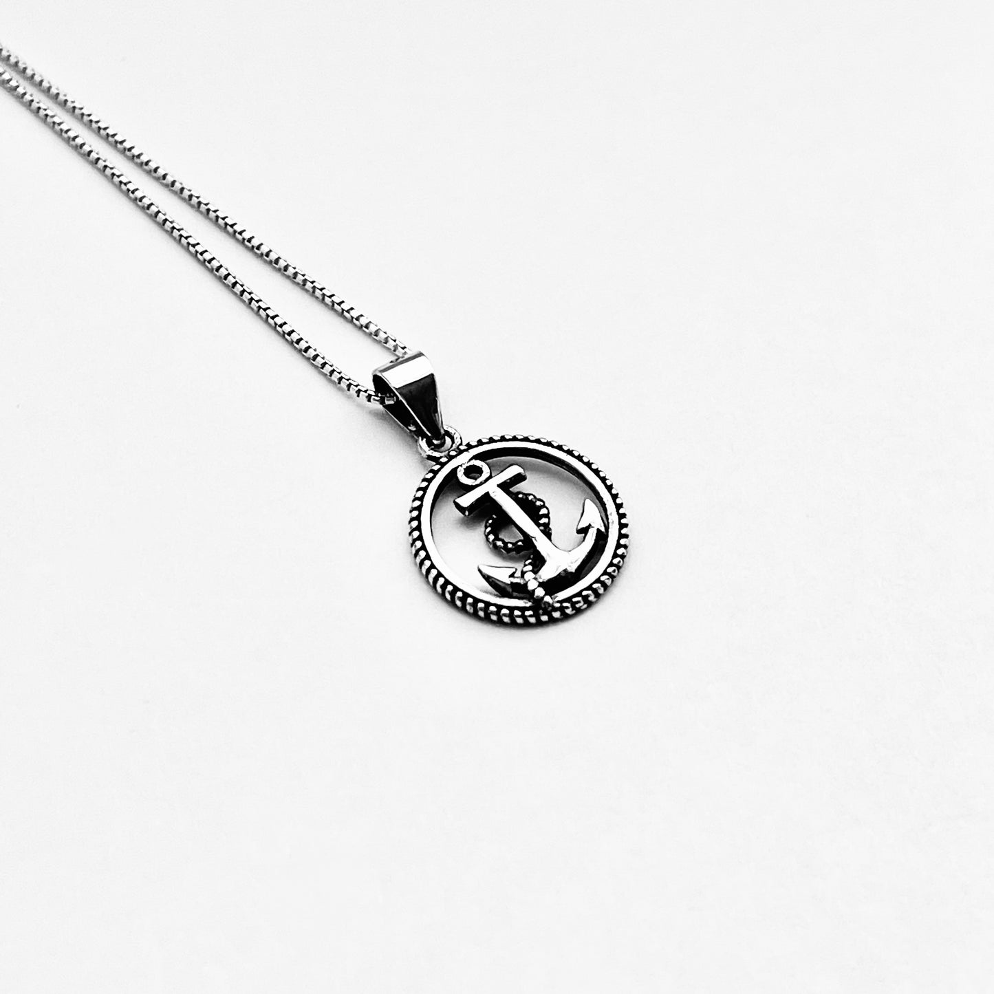 Sterling Silver Anchor with Rope Necklace, Nautical Chain, Ship/Boat Jewelry