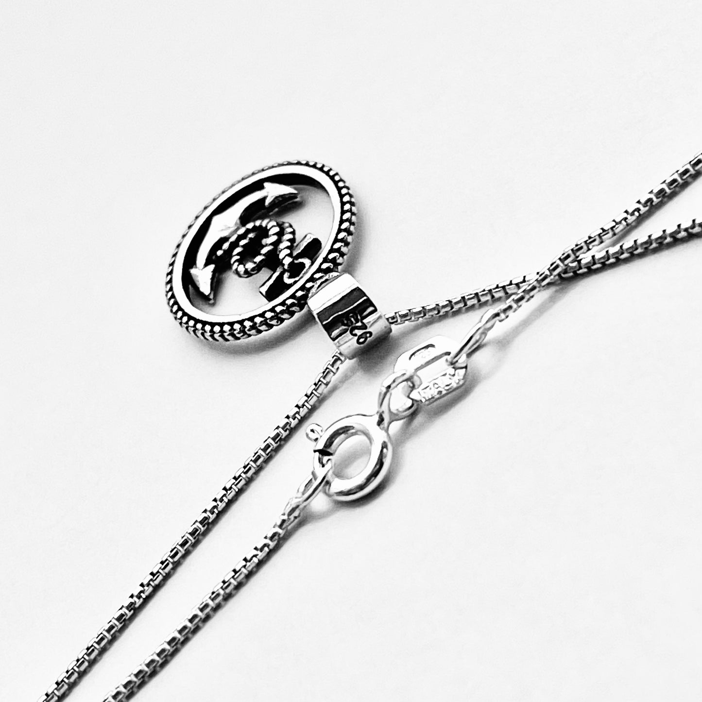 Sterling Silver Anchor with Rope Necklace, Nautical Chain, Ship/Boat Jewelry