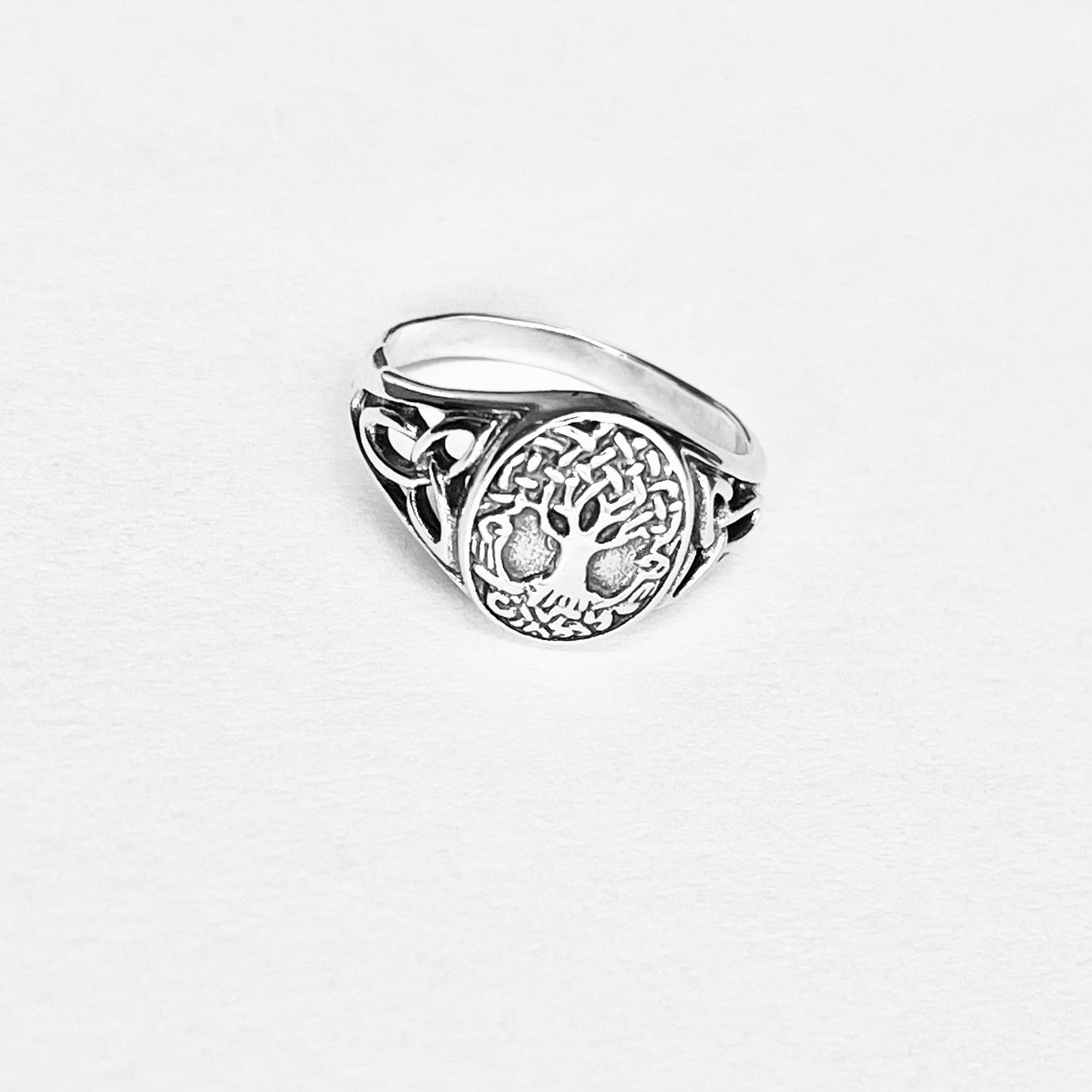 Sterling Silver Tree of Life Ring with Celtic, Trinity Knot Rings, Fortune Trees Jewelry