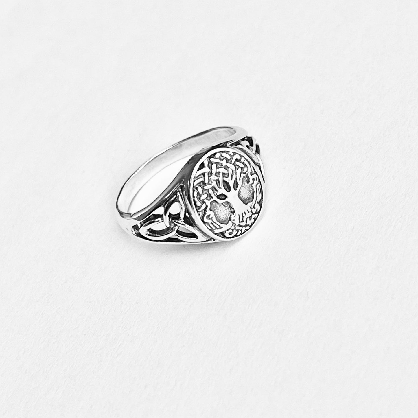 Sterling Silver Tree of Life Ring with Celtic, Trinity Knot Rings, Fortune Trees Jewelry